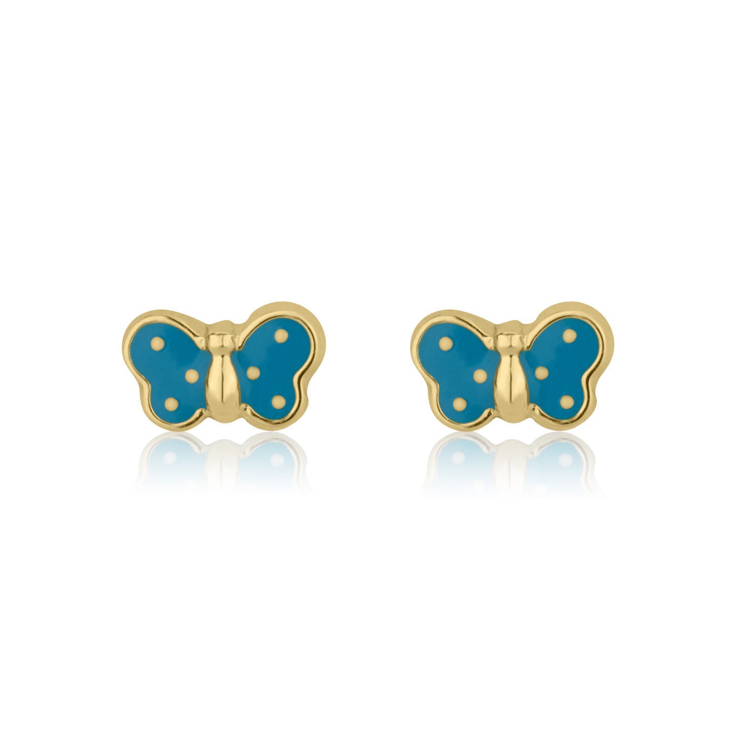 עגילים צמודים מזהב צהוב 14 קראט - פרפר שמיימי עגילים צמודים מזהב צהוב 14 קראט - פרפר שמיימי