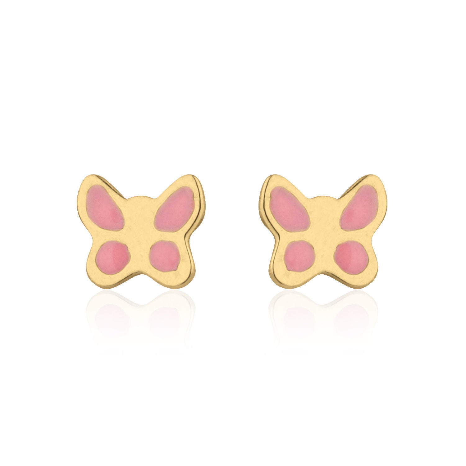 עגילים צמודים מזהב צהוב 14 קראט - פרפר ורדרד עגילים צמודים מזהב צהוב 14 קראט - פרפר ורדרד