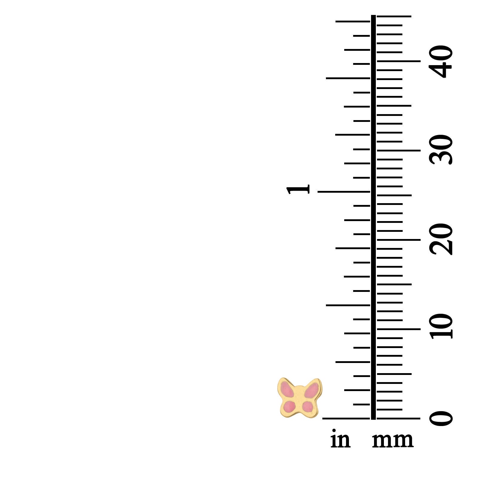 עגילים צמודים מזהב צהוב 14 קראט - פרפר ורדרד עגילים צמודים מזהב צהוב 14 קראט - פרפר ורדרד