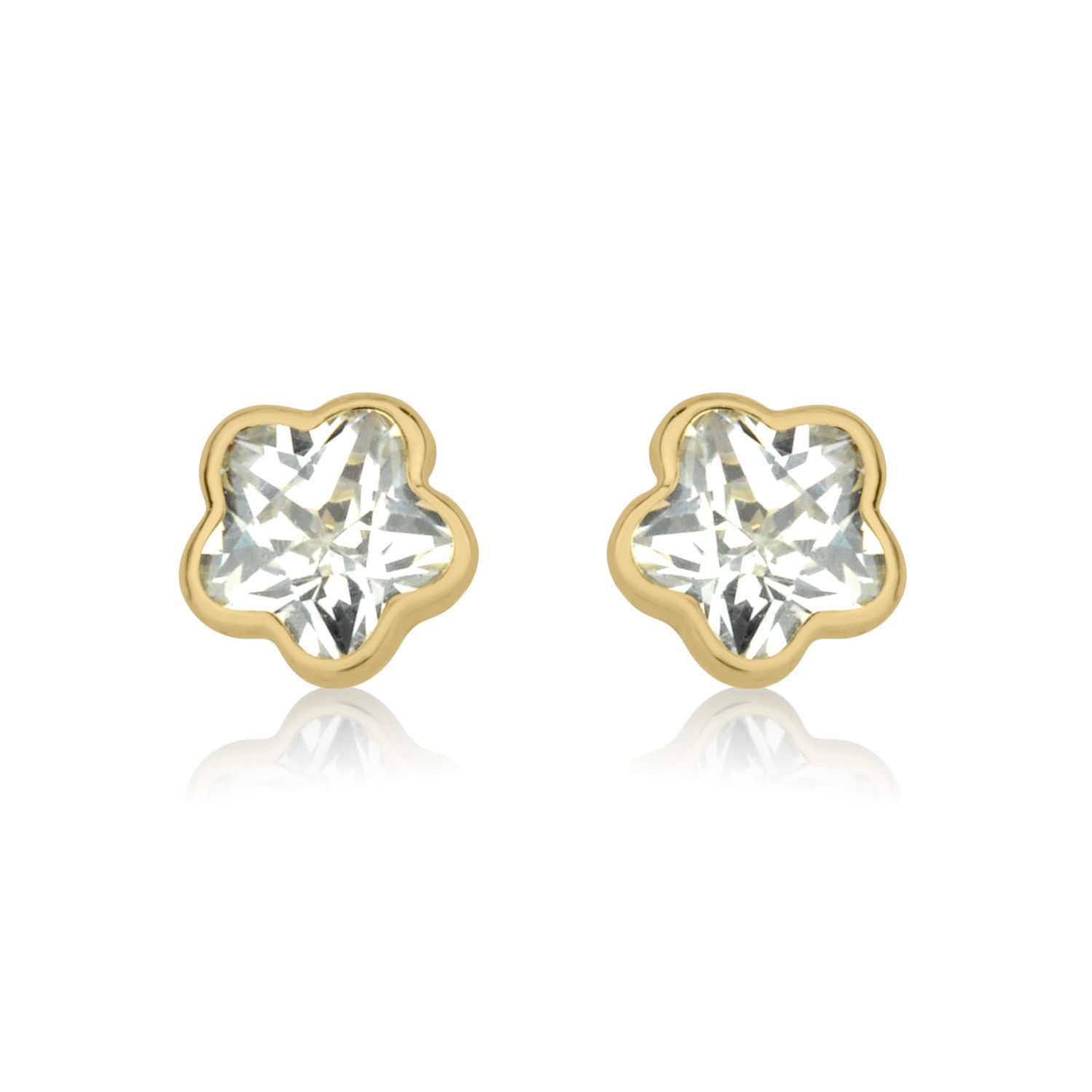 עגילים צמודים מזהב צהוב 14 קראט - כוכב הערב עגילים צמודים מזהב צהוב 14 קראט - כוכב הערב