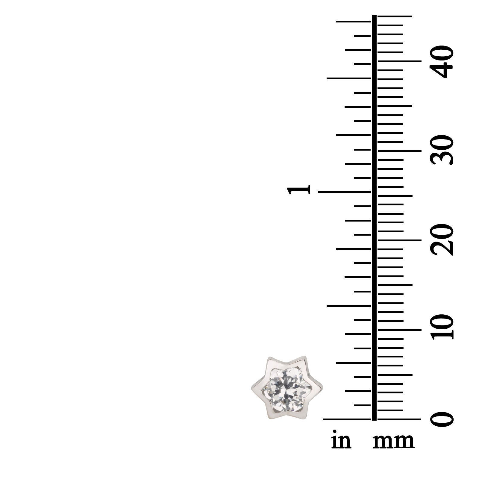 עגילים צמודים מזהב לבן 14 קראט - כוכב מנצנץ גדול עגילים צמודים מזהב לבן 14 קראט - כוכב מנצנץ גדול