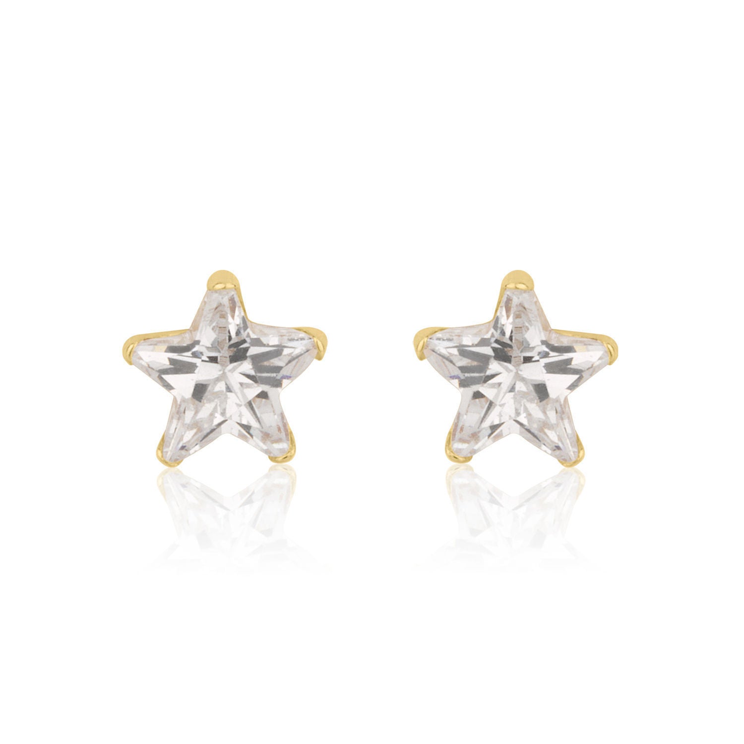 עגילים צמודים מזהב צהוב 14 קראט - כוכב הצפון עגילים צמודים מזהב צהוב 14 קראט - כוכב הצפון