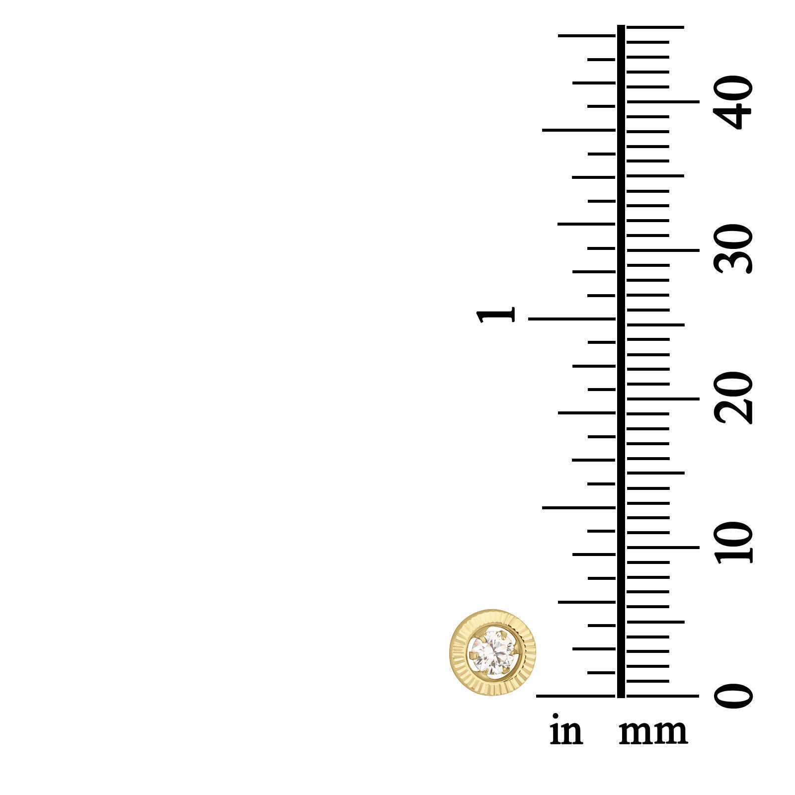 עגילים צמודים מזהב צהוב 14 קראט - עיגול קריסטל עגילים צמודים מזהב צהוב 14 קראט - עיגול קריסטל