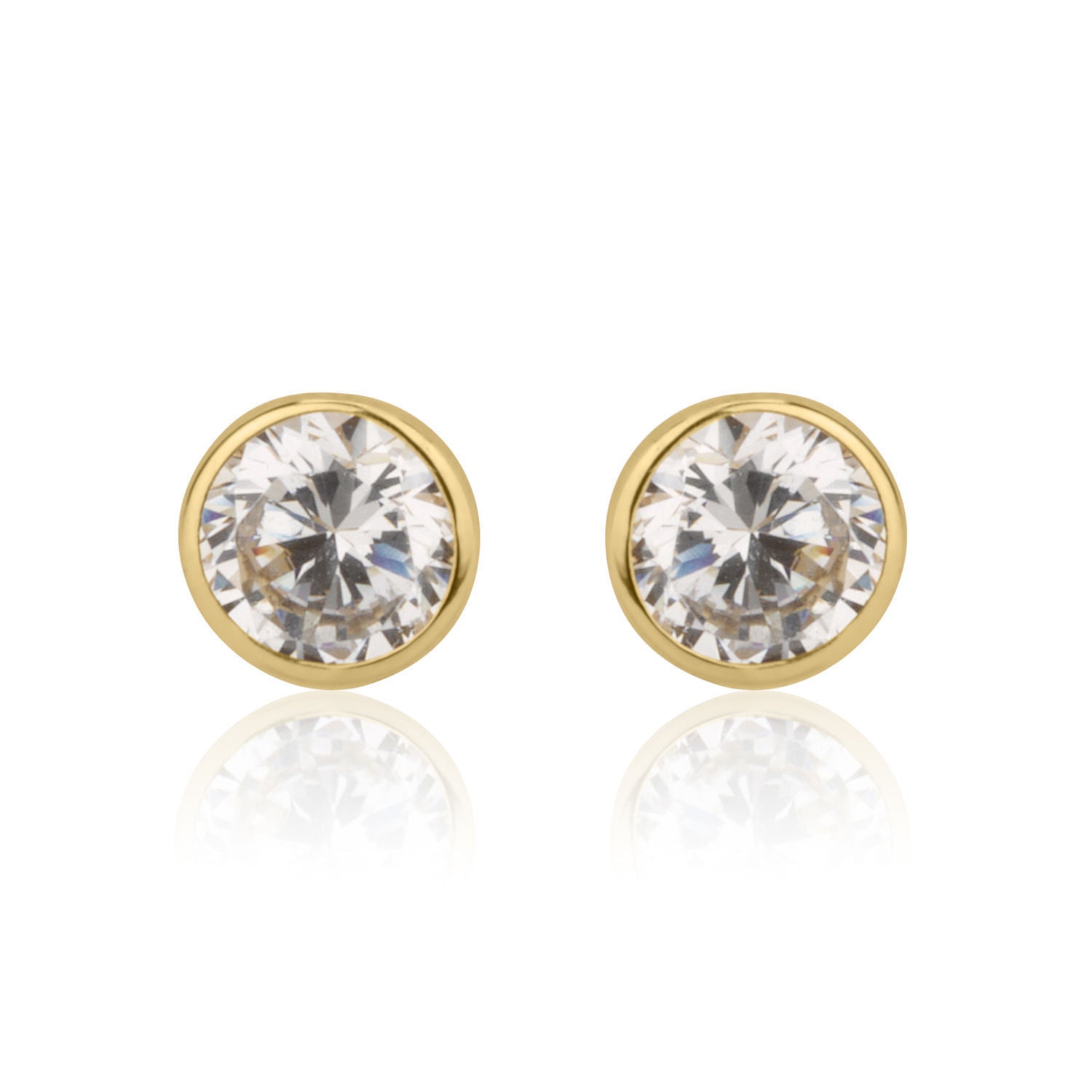 עגילים צמודים מזהב צהוב 14 קראט - עיגול מוניקה - קטן עגילים צמודים מזהב צהוב 14 קראט - עיגול מוניקה - קטן