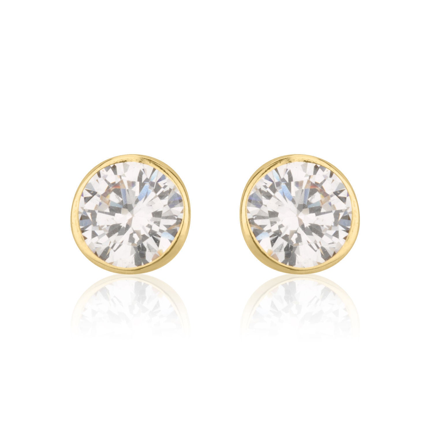 עגילים צמודים מזהב צהוב 14 קראט - עיגול מוניקה עגילים צמודים מזהב צהוב 14 קראט - עיגול מוניקה