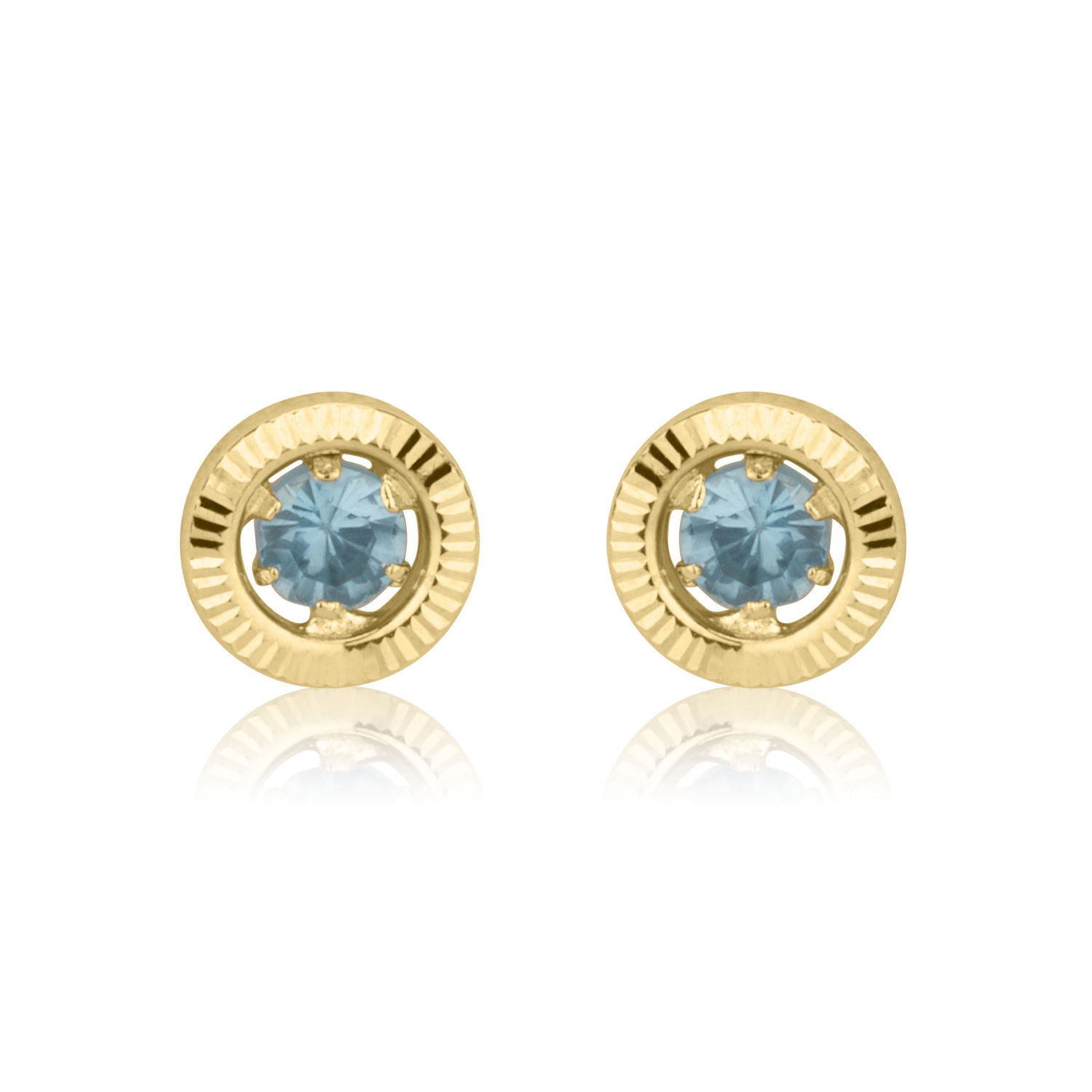 עגילים צמודים מזהב צהוב 14 קראט - עיגול טופזית - קטן עגילים צמודים מזהב צהוב 14 קראט - עיגול טופזית - קטן