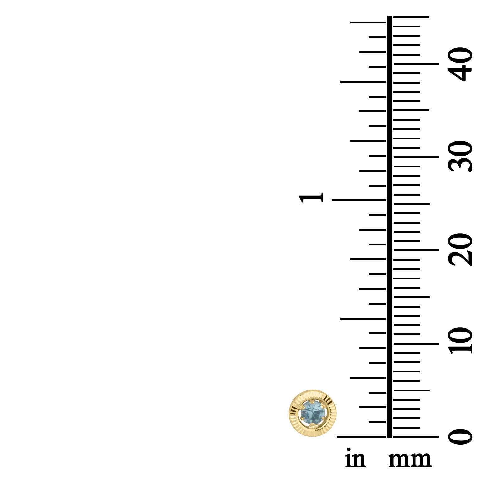 עגילים צמודים מזהב צהוב 14 קראט - עיגול טופזית - קטן עגילים צמודים מזהב צהוב 14 קראט - עיגול טופזית - קטן