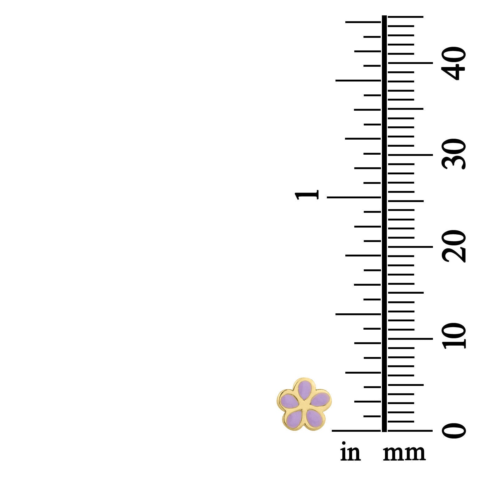 עגילים צמודים מזהב צהוב 14 קראט - פרח סיגלית עגילים צמודים מזהב צהוב 14 קראט - פרח סיגלית
