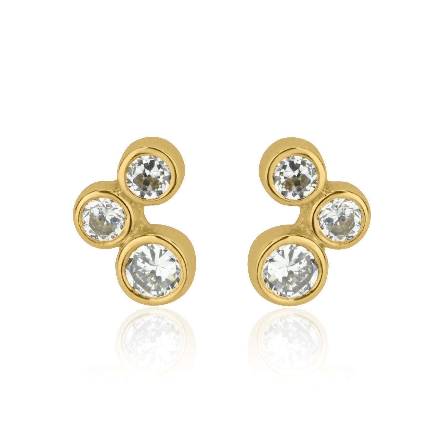 עגילים צמודים מזהב צהוב 14 קראט - עיגולים מנצנצים עגילים צמודים מזהב צהוב 14 קראט - עיגולים מנצנצים