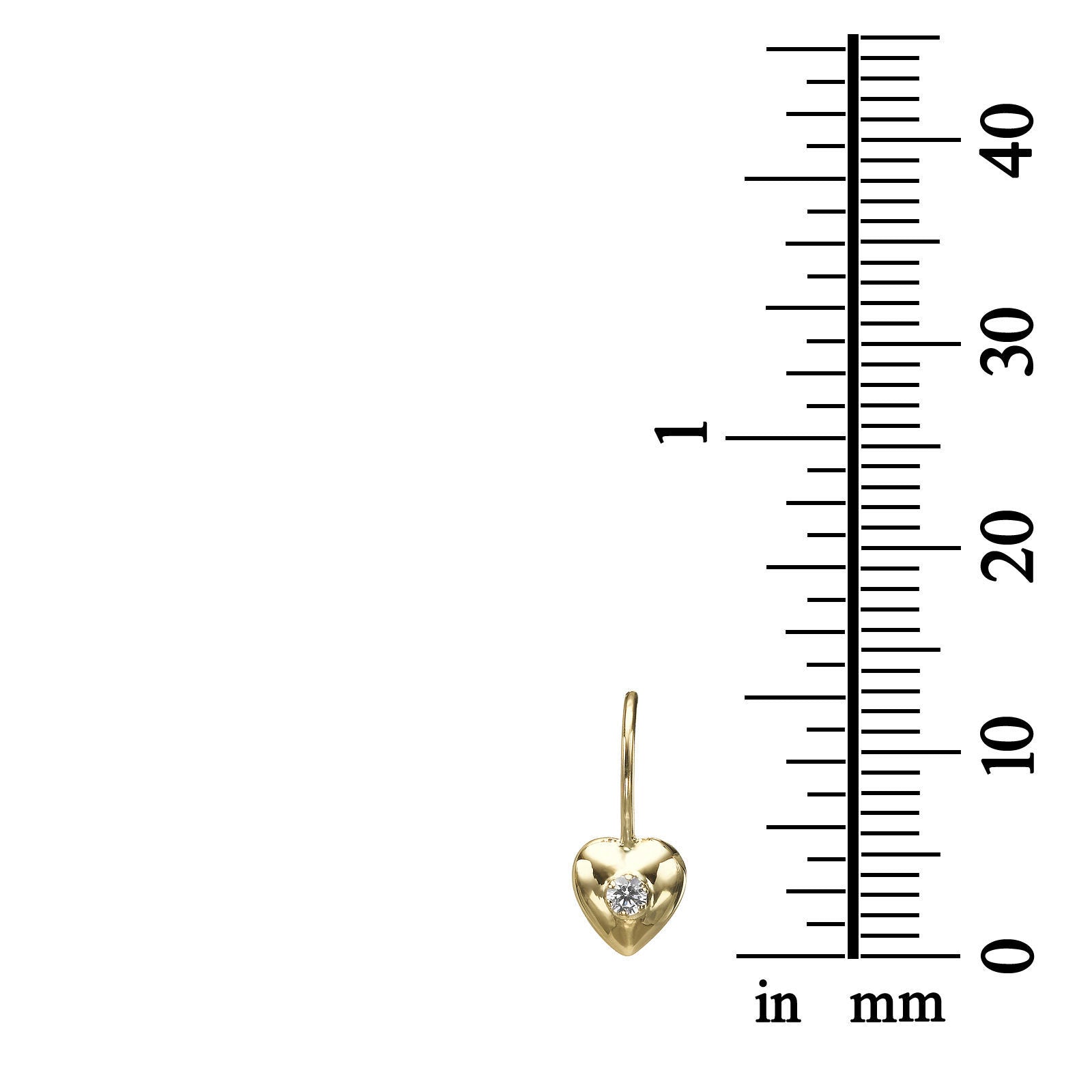 עגילים תלויים מזהב צהוב 14 קראט - לב סופר-גירל עגילים תלויים מזהב צהוב 14 קראט - לב סופר-גירל