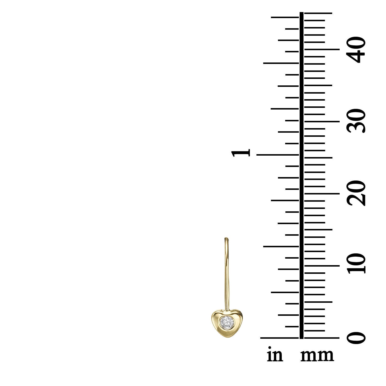 עגילים תלויים מזהב צהוב 14 קראט - לב אריאנה עגילים תלויים מזהב צהוב 14 קראט - לב אריאנה