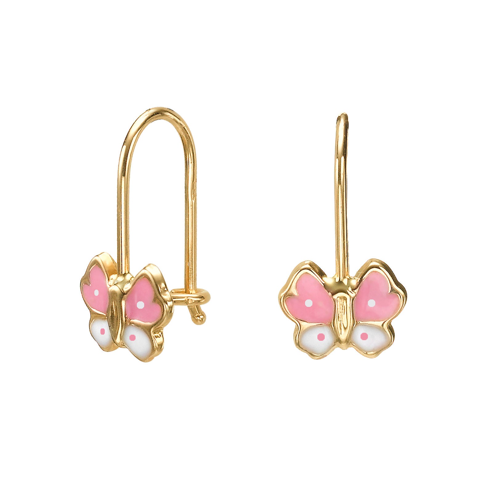 עגילים תלויים מזהב צהוב 14 קראט - פרפר גילה עגילים תלויים מזהב צהוב 14 קראט - פרפר גילה