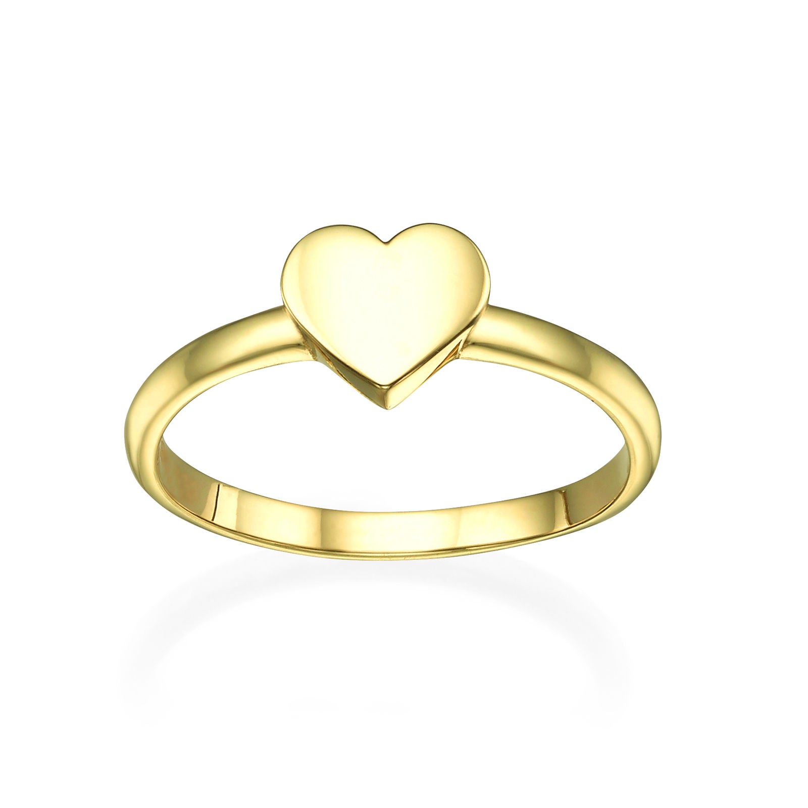טבעת מזהב צהוב 14 קראט - לב מלא טבעת מזהב צהוב 14 קראט - לב מלא