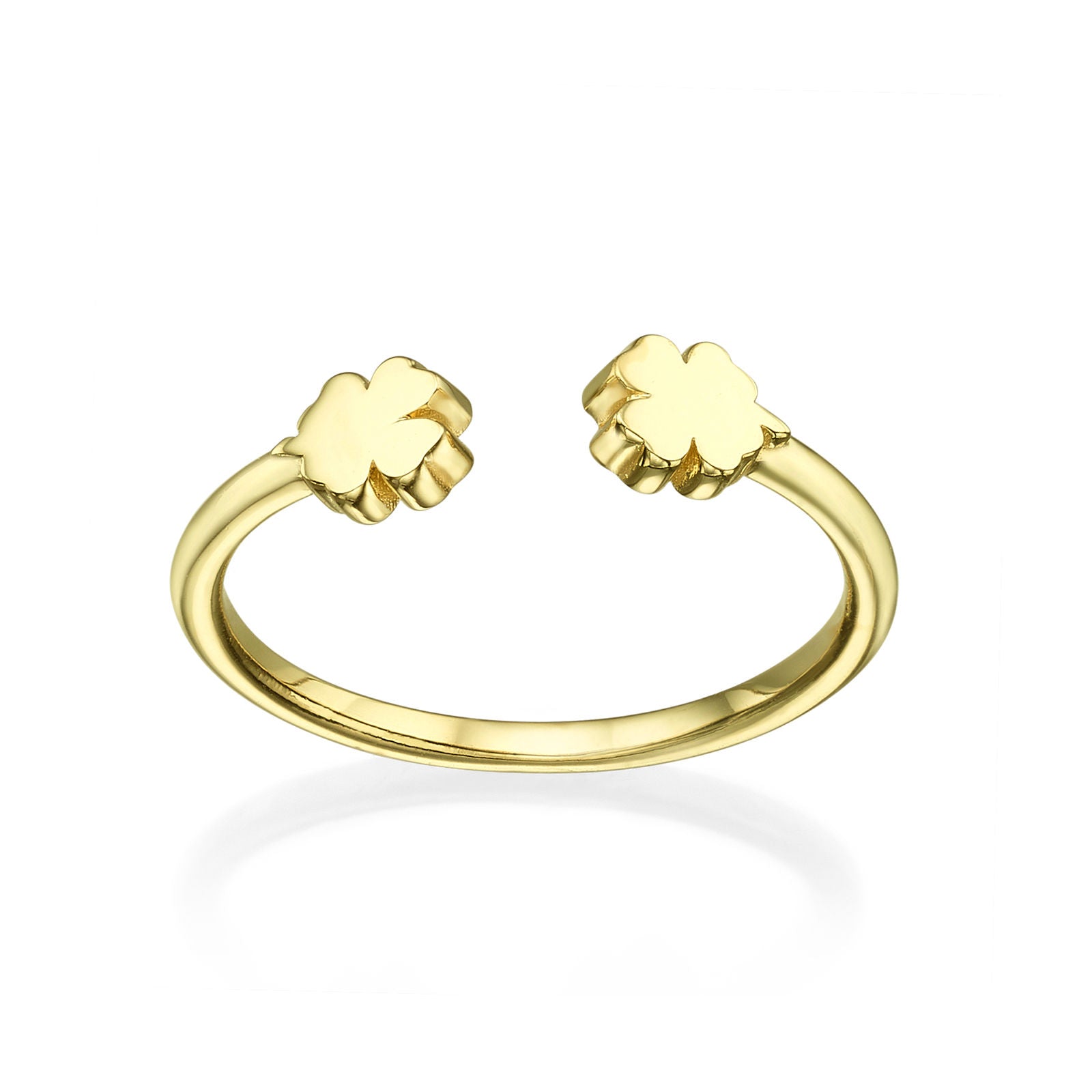 טבעת פתוחה מזהב צהוב 14 קראט - תלתנים טבעת פתוחה מזהב צהוב 14 קראט - תלתנים