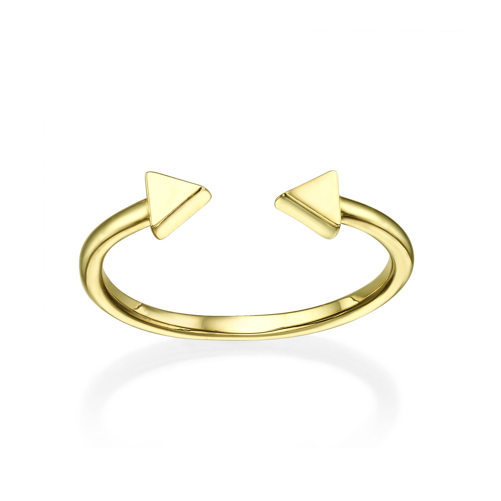 טבעת פתוחה מזהב צהוב 14 קראט - משולשים טבעת פתוחה מזהב צהוב 14 קראט - משולשים