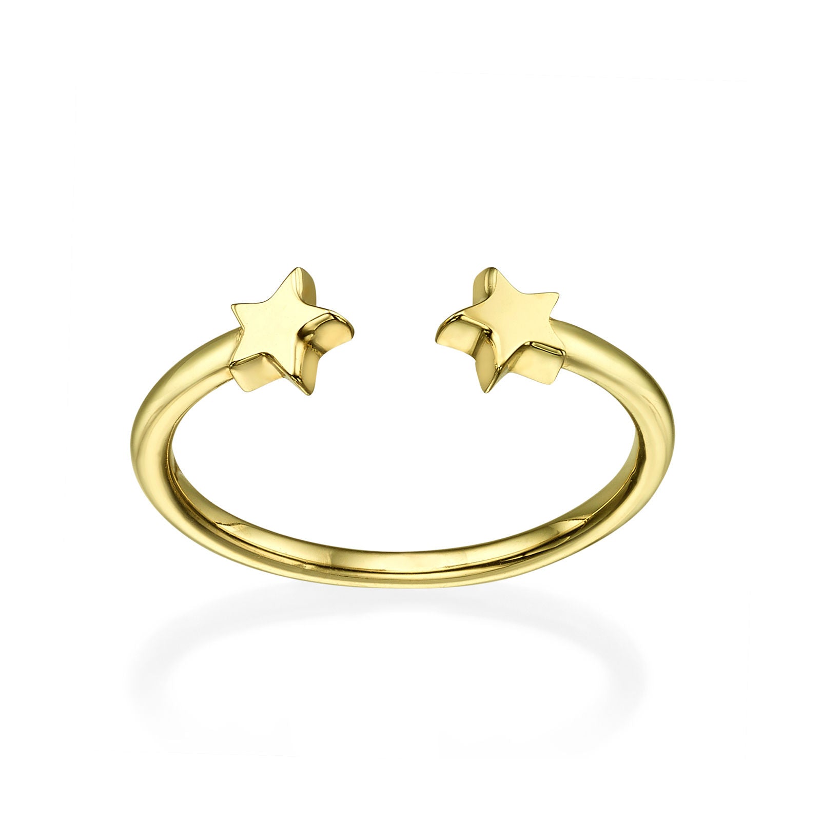 טבעת פתוחה מזהב צהוב 14 קראט - כוכבים טבעת פתוחה מזהב צהוב 14 קראט - כוכבים