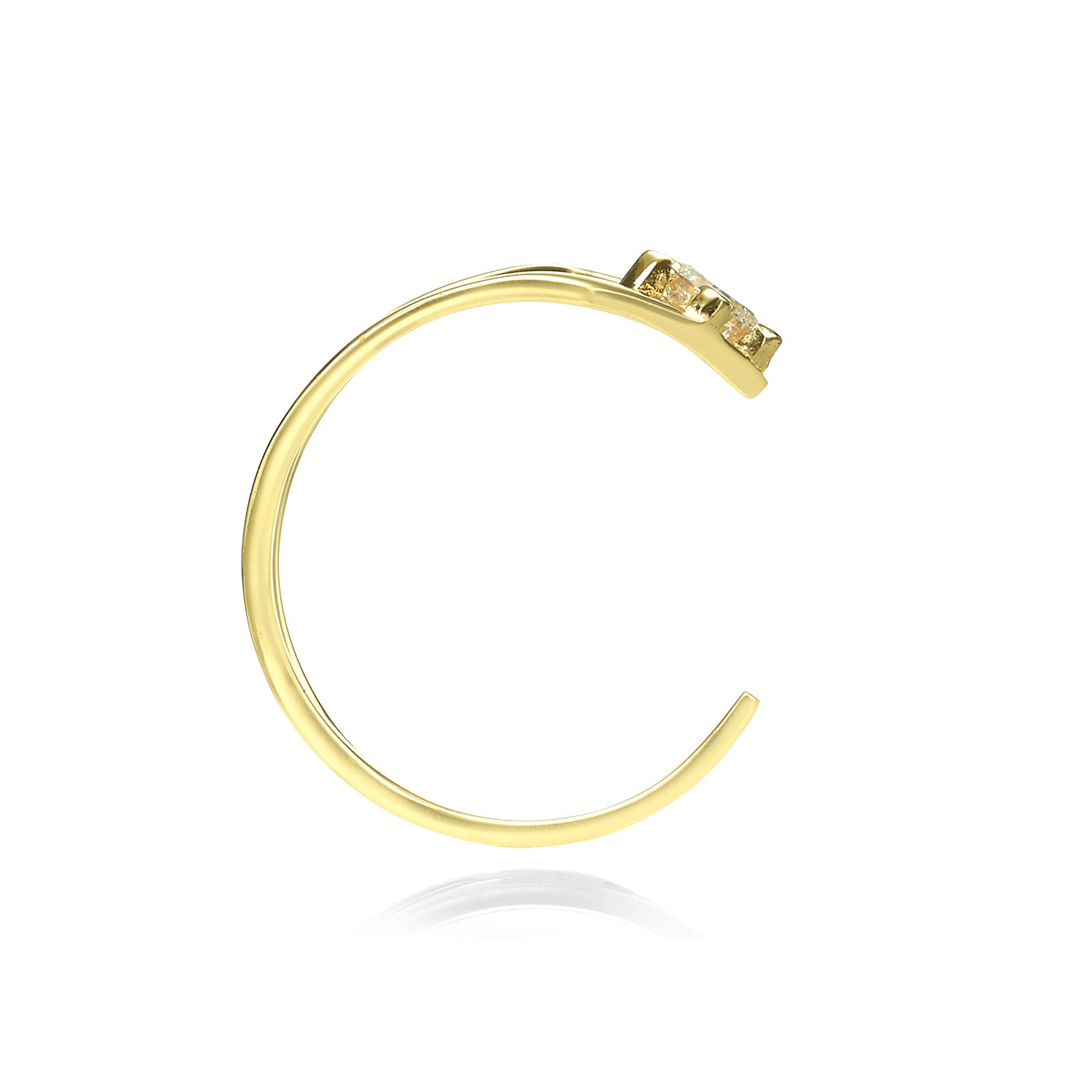 טבעת יהלום מזהב צהוב 14 קראט - האלי טבעת יהלום מזהב צהוב 14 קראט - האלי