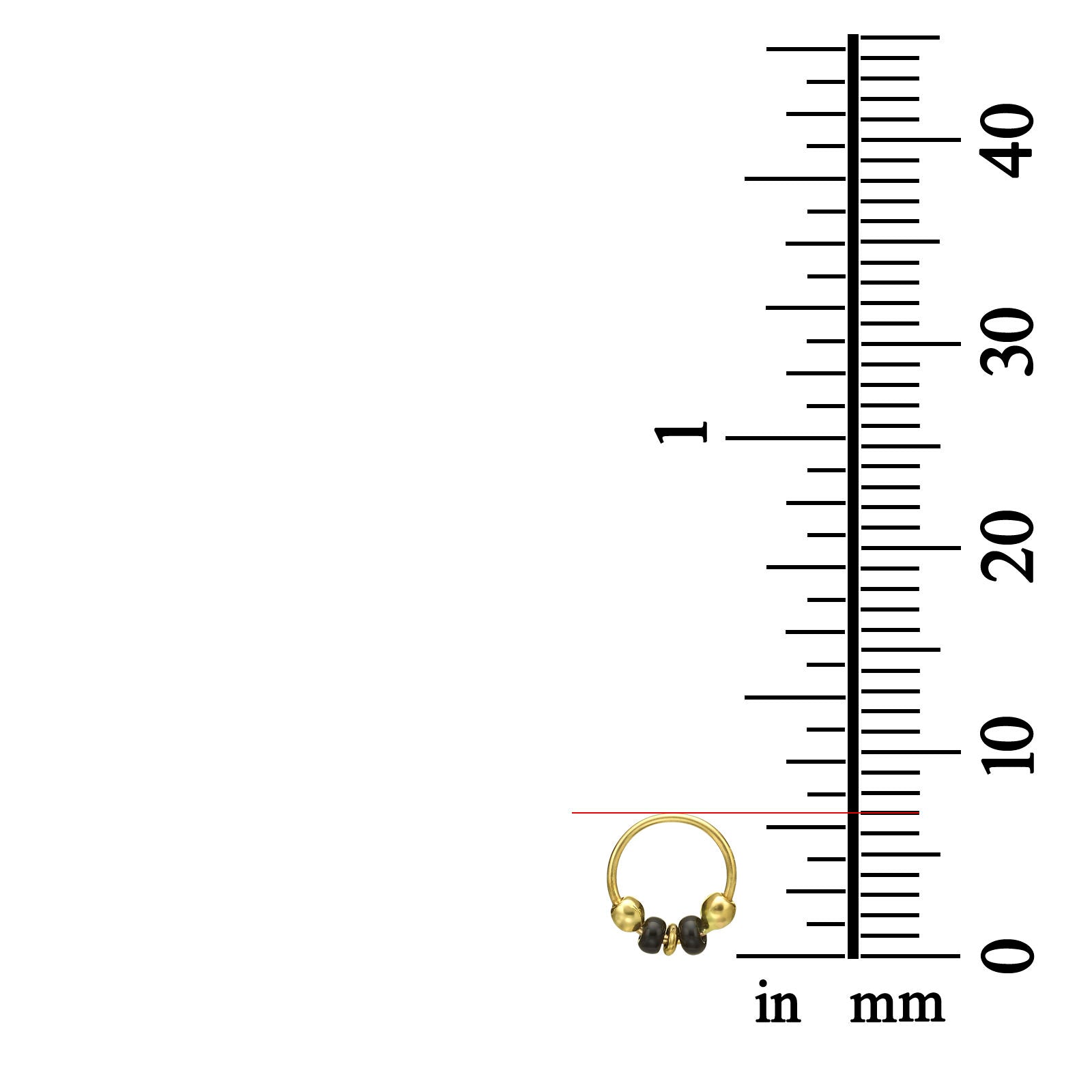 פירסינג לאוזן מזהב ורוד 14 קראט - חישוק קטן עם חרוזים שחורים פירסינג לאוזן מזהב ורוד 14 קראט - חישוק קטן עם חרוזים שחורים