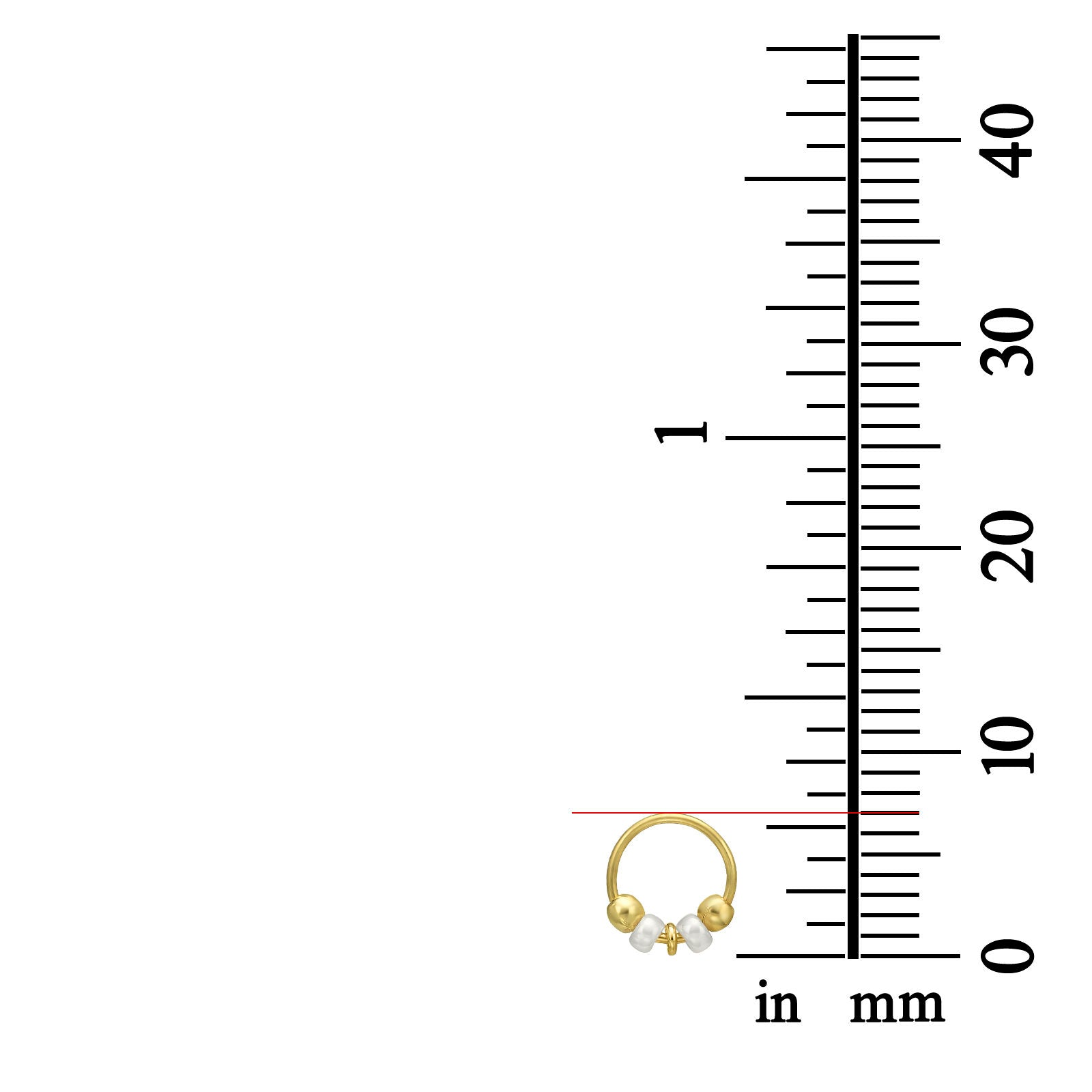 פירסינג לאוזן מזהב לבן 14 קראט - חישוק קטן עם חרוזים לבנים פירסינג לאוזן מזהב לבן 14 קראט - חישוק קטן עם חרוזים לבנים