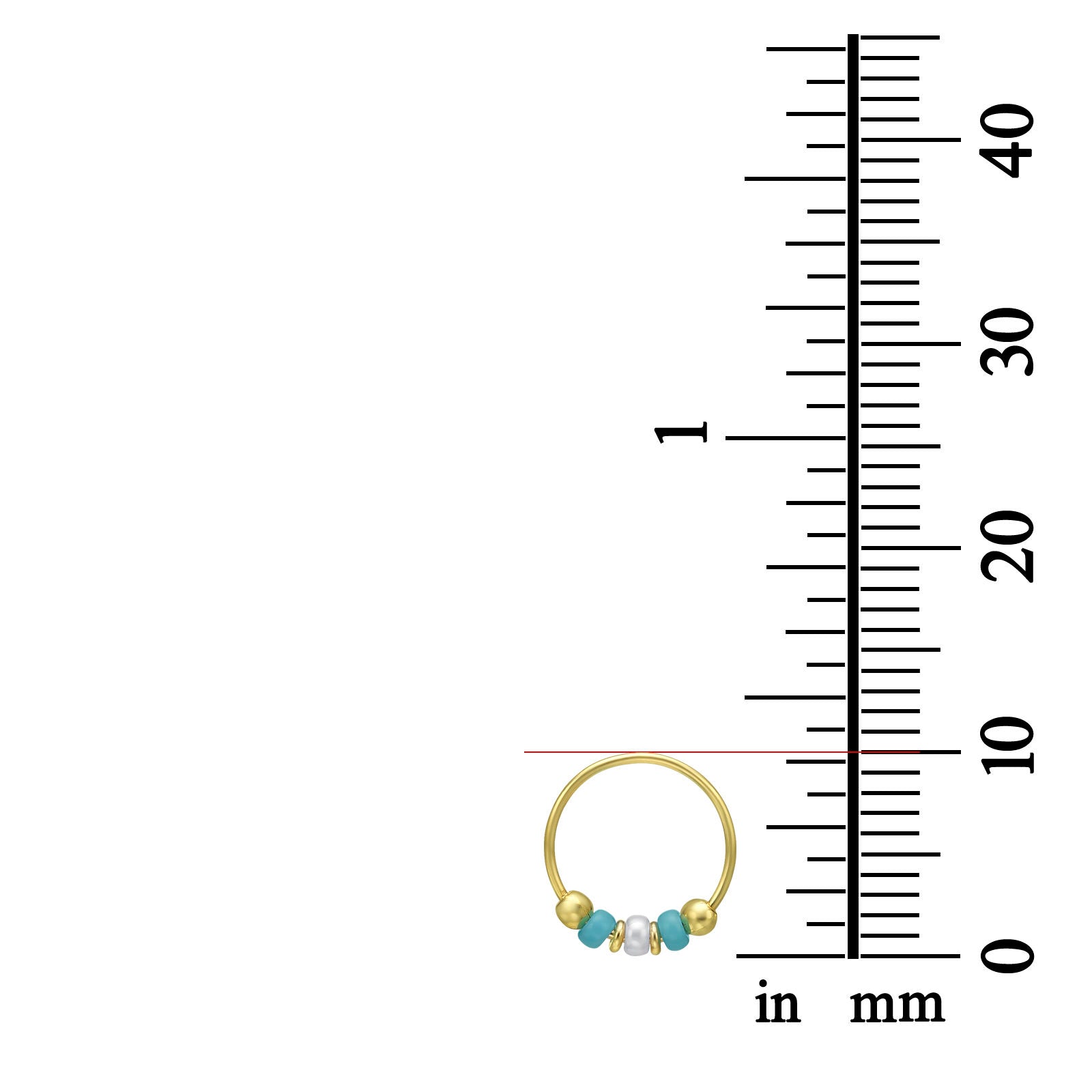 פירסינג לאוזן מזהב לבן 14 קראט - חישוק עם חרוזים צבעוניים פירסינג לאוזן מזהב לבן 14 קראט - חישוק עם חרוזים צבעוניים