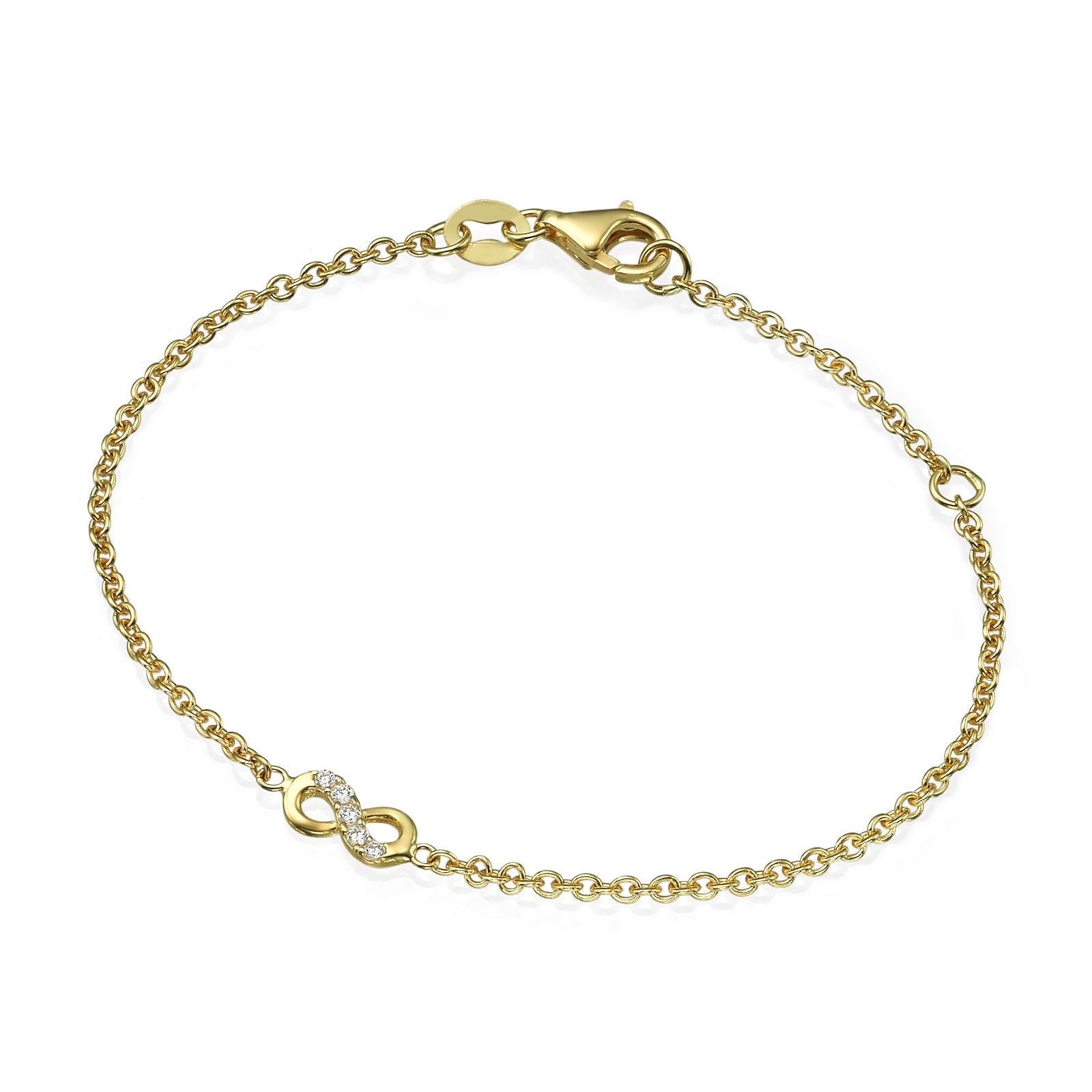 צמיד לילדה מזהב צהוב 14 קראט - אינפיניטי חצי משובץ צמיד לילדה מזהב צהוב 14 קראט - אינפיניטי חצי משובץ