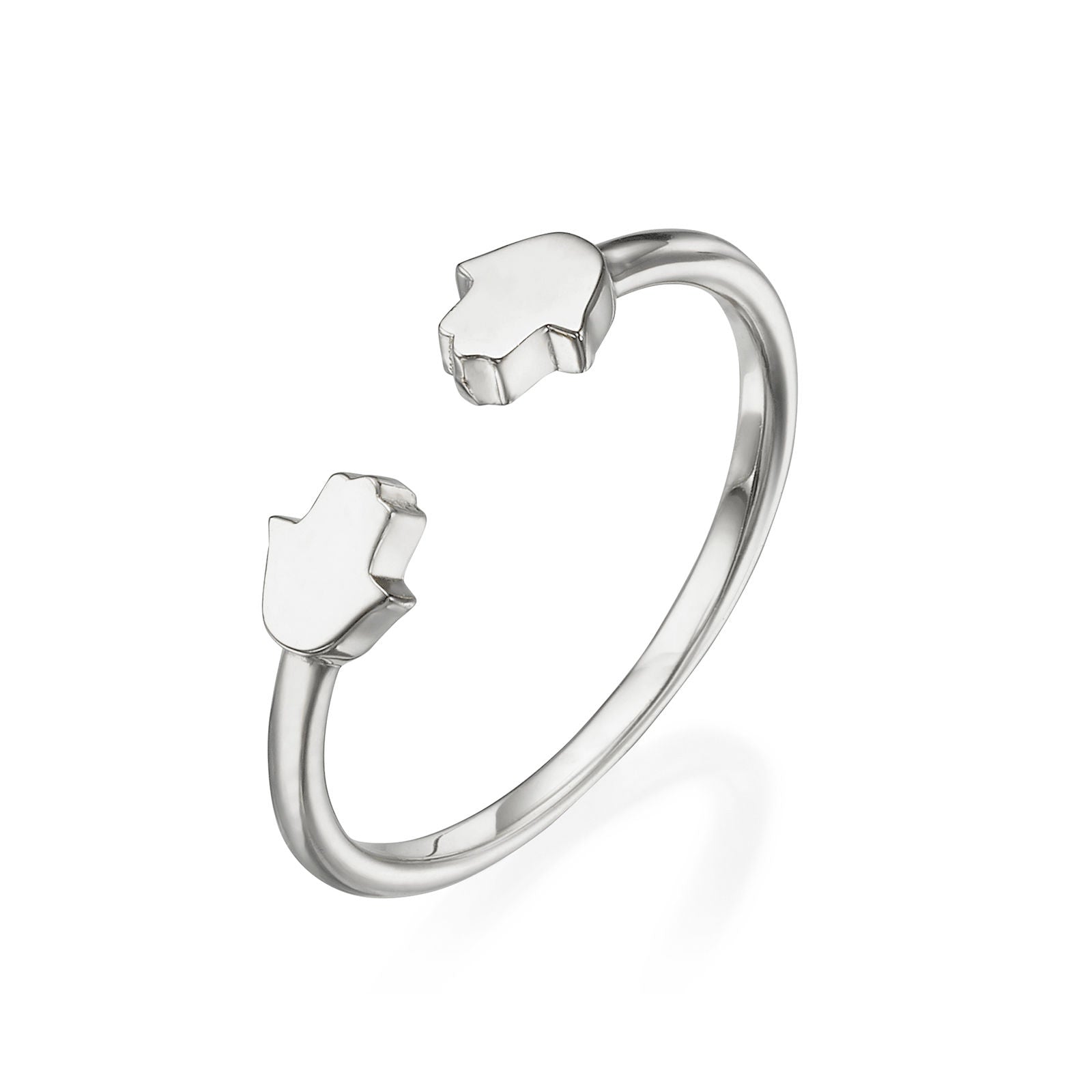 טבעת פתוחה מזהב לבן 14 קראט - חמסה טבעת פתוחה מזהב לבן 14 קראט - חמסה