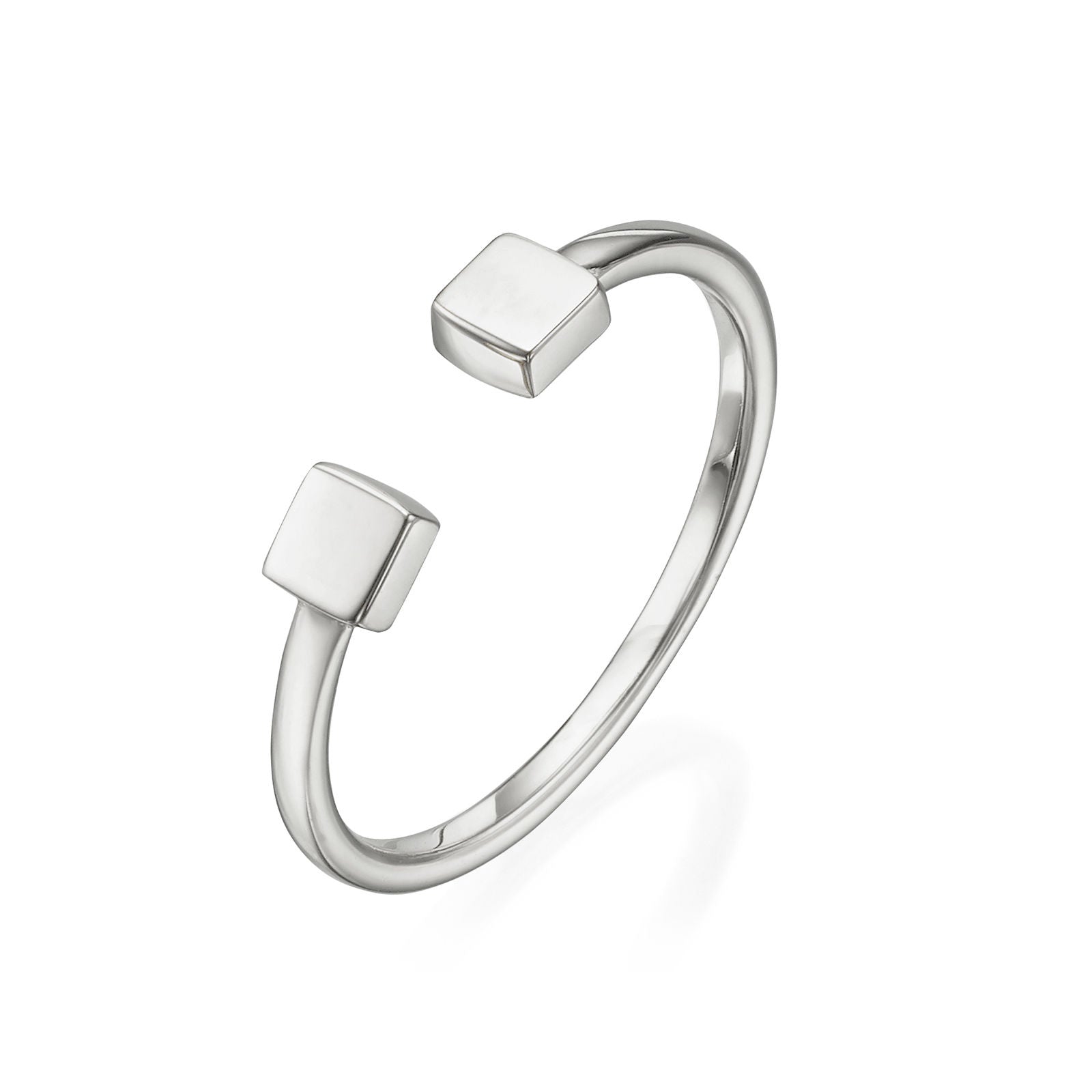 טבעת פתוחה מזהב לבן 14 קראט - ריבועים טבעת פתוחה מזהב לבן 14 קראט - ריבועים