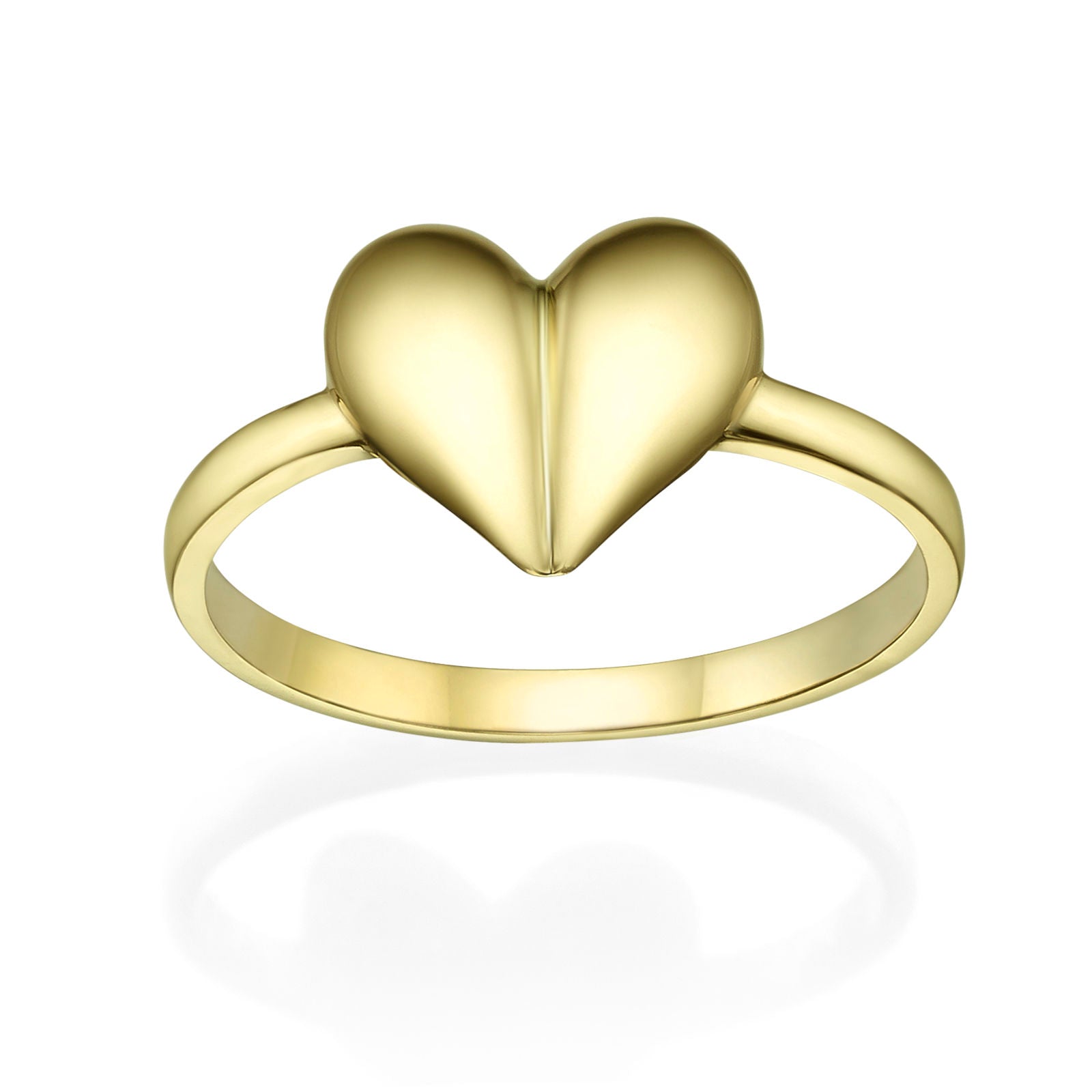 טבעת מזהב צהוב 14 קראט - לב עמוק טבעת מזהב צהוב 14 קראט - לב עמוק