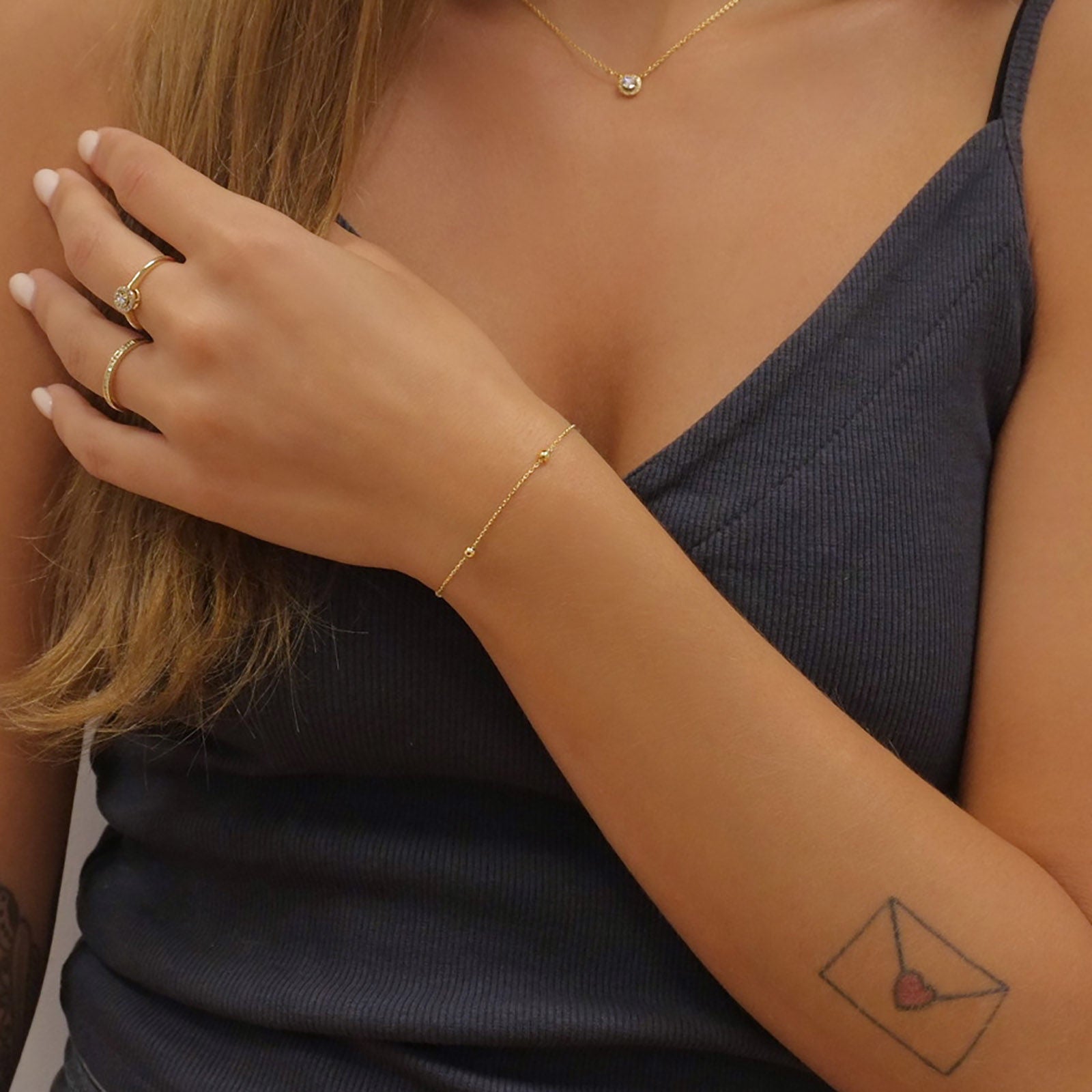 צמיד לאישה מזהב צהוב 14 קראט - ג'סמין צמיד לאישה מזהב צהוב 14 קראט - ג'סמין