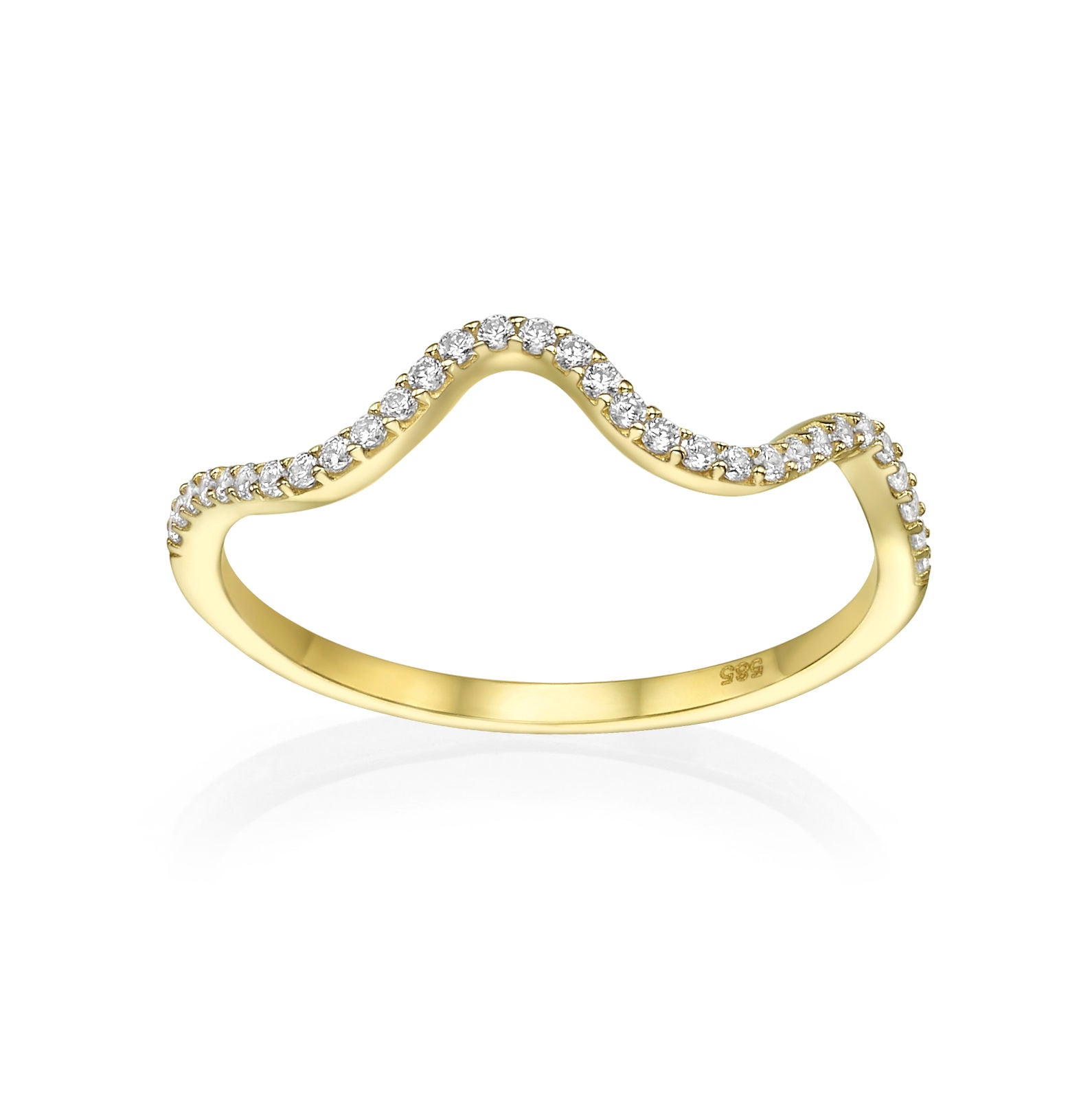 טבעת מזהב צהוב 14 קראט - גל מנצנץ טבעת מזהב צהוב 14 קראט - גל מנצנץ