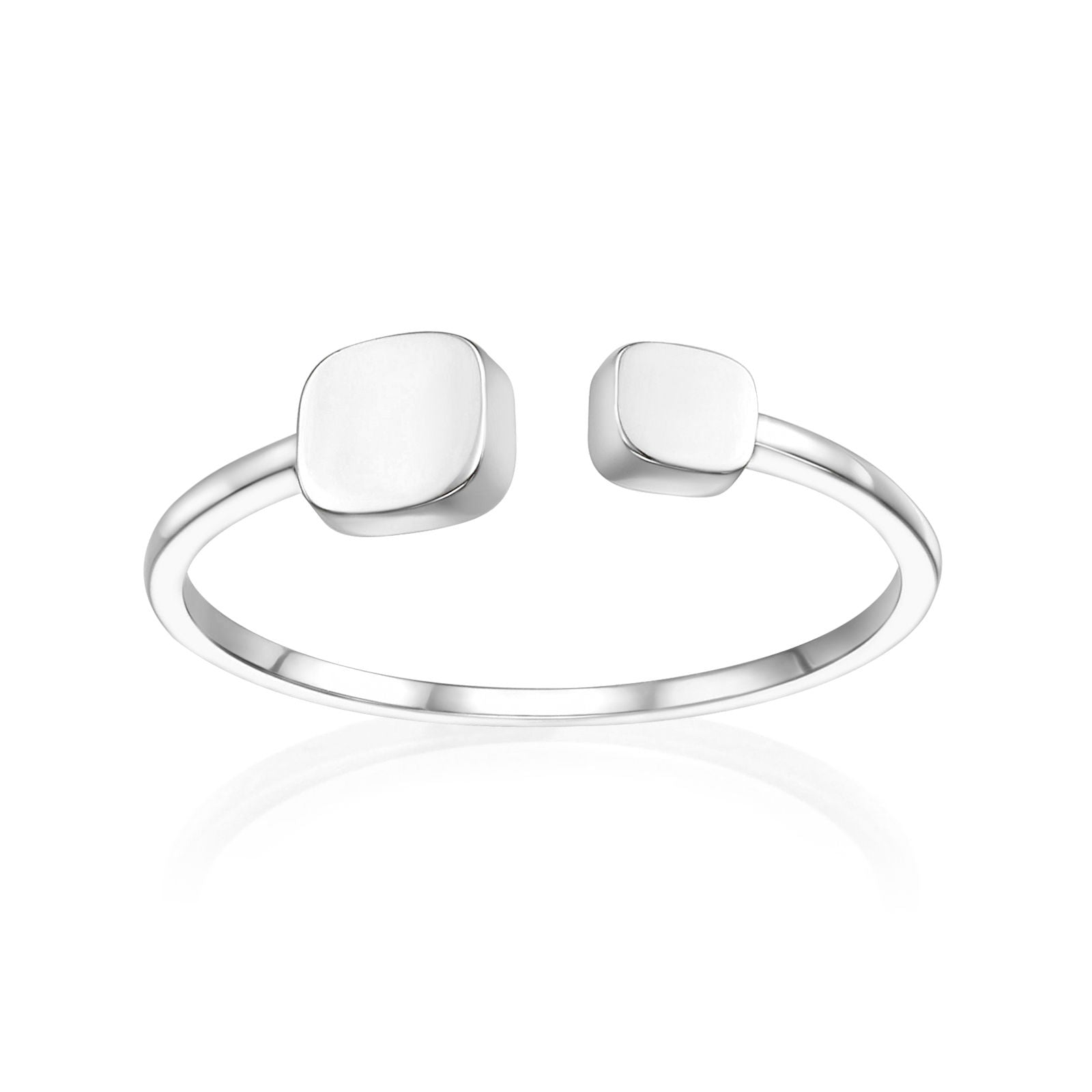 טבעת פתוחה מזהב לבן 14 קראט - קוביות יולי טבעת פתוחה מזהב לבן 14 קראט - קוביות יולי