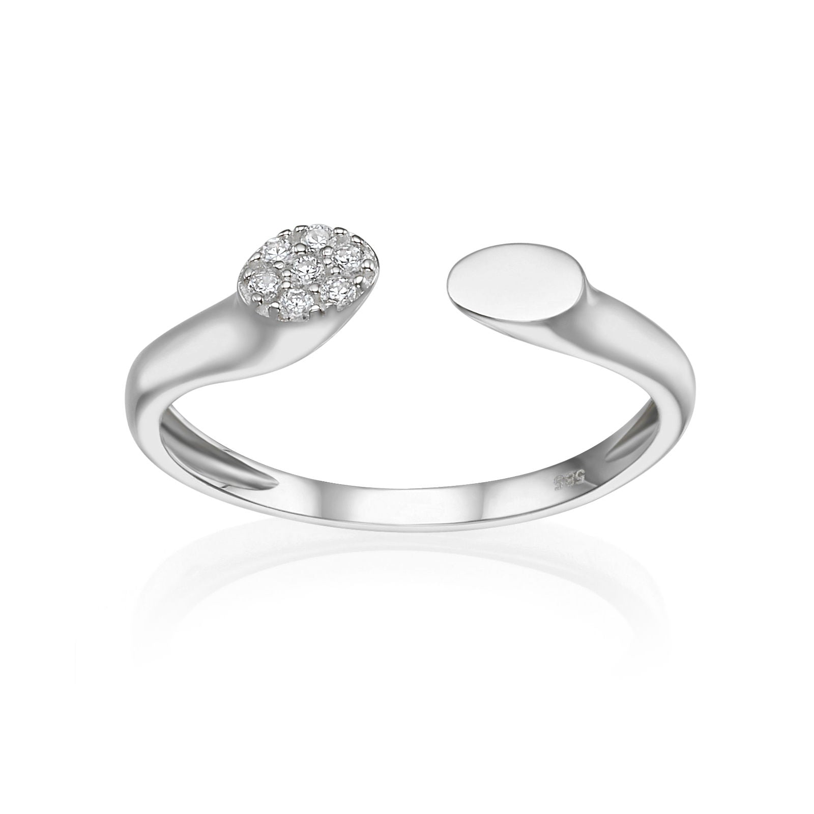 טבעת פתוחה מזהב לבן 14 קראט - סלין טבעת פתוחה מזהב לבן 14 קראט - סלין