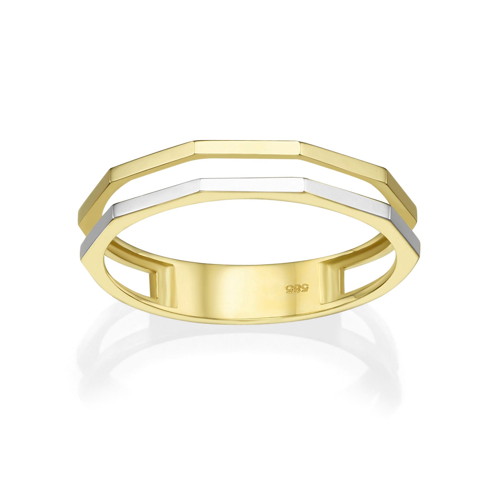 טבעת מזהב צהוב ולבן 14 קראט - מילאן טבעת מזהב צהוב ולבן 14 קראט - מילאן