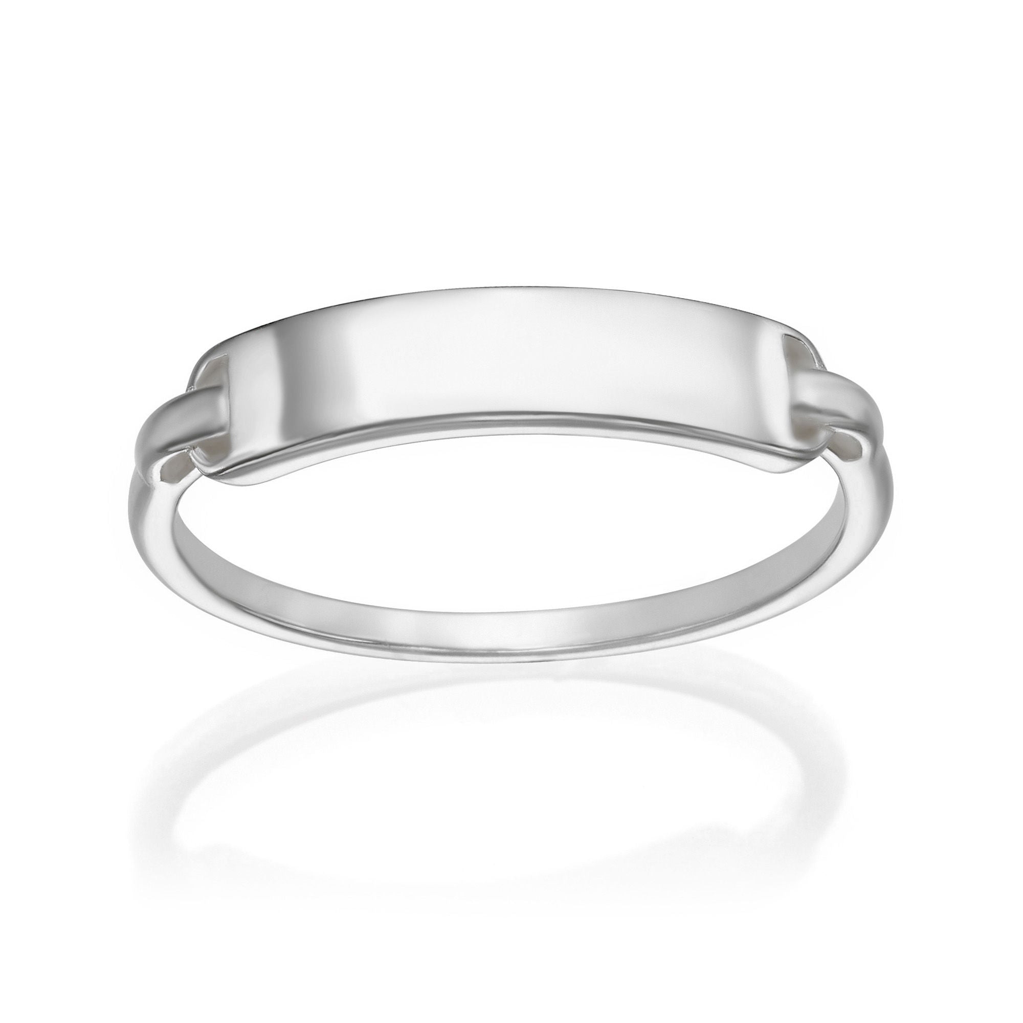 טבעת מזהב לבן 14 קראט - חותם מדריד טבעת מזהב לבן 14 קראט - חותם מדריד