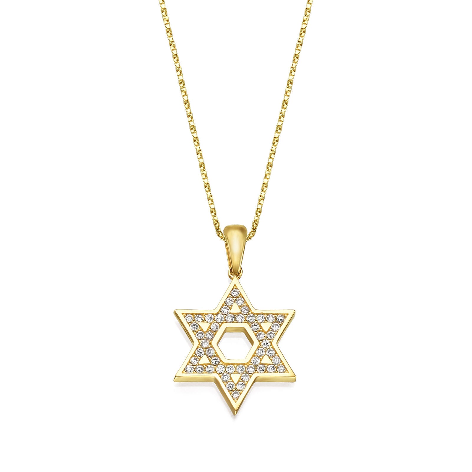 תליון מזהב צהוב 14 קראט -מגן דוד מנצנץ תליון מזהב צהוב 14 קראט -מגן דוד מנצנץ
