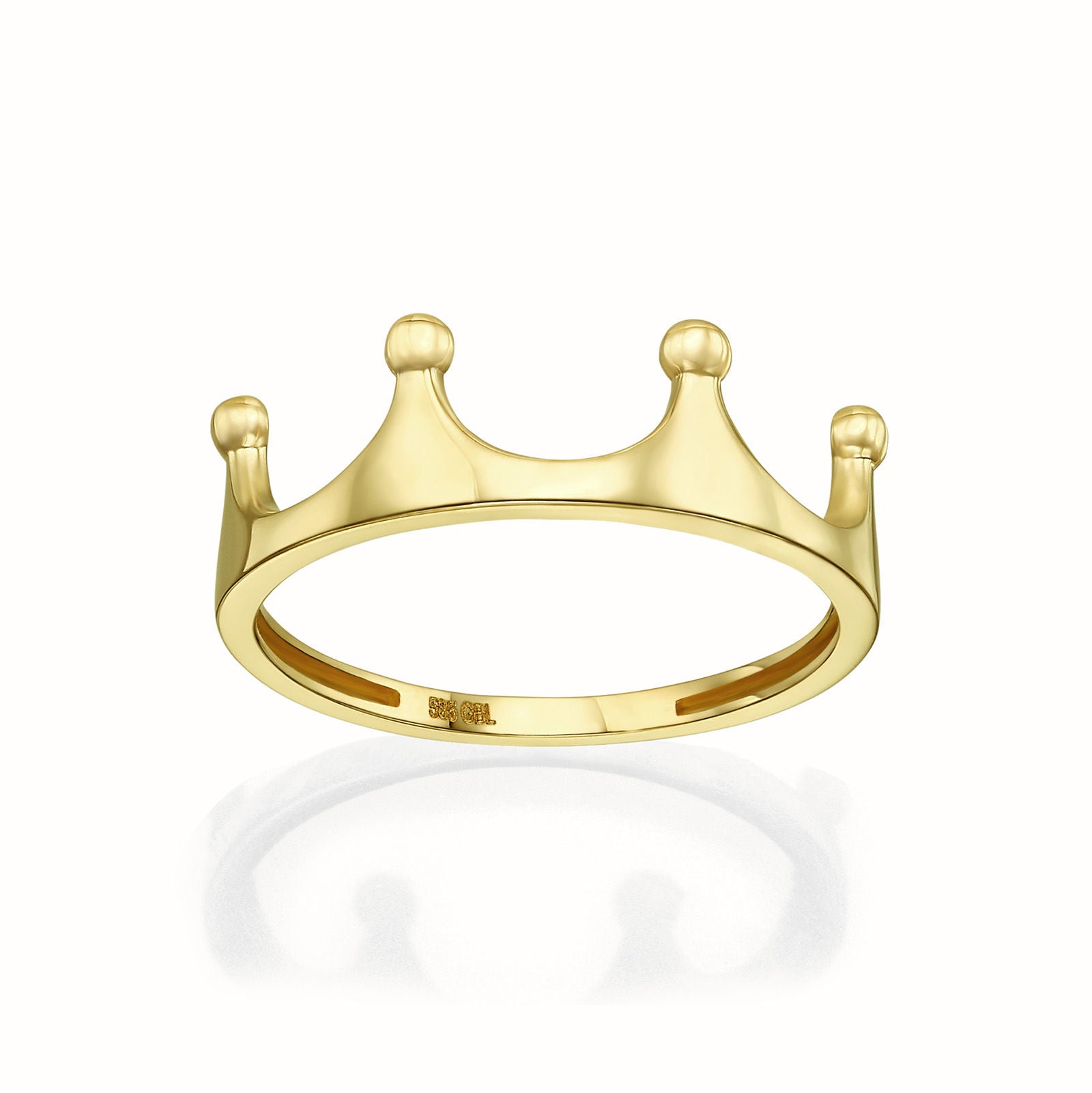 טבעת מזהב צהוב 14 קראט - כתר טבעת מזהב צהוב 14 קראט - כתר