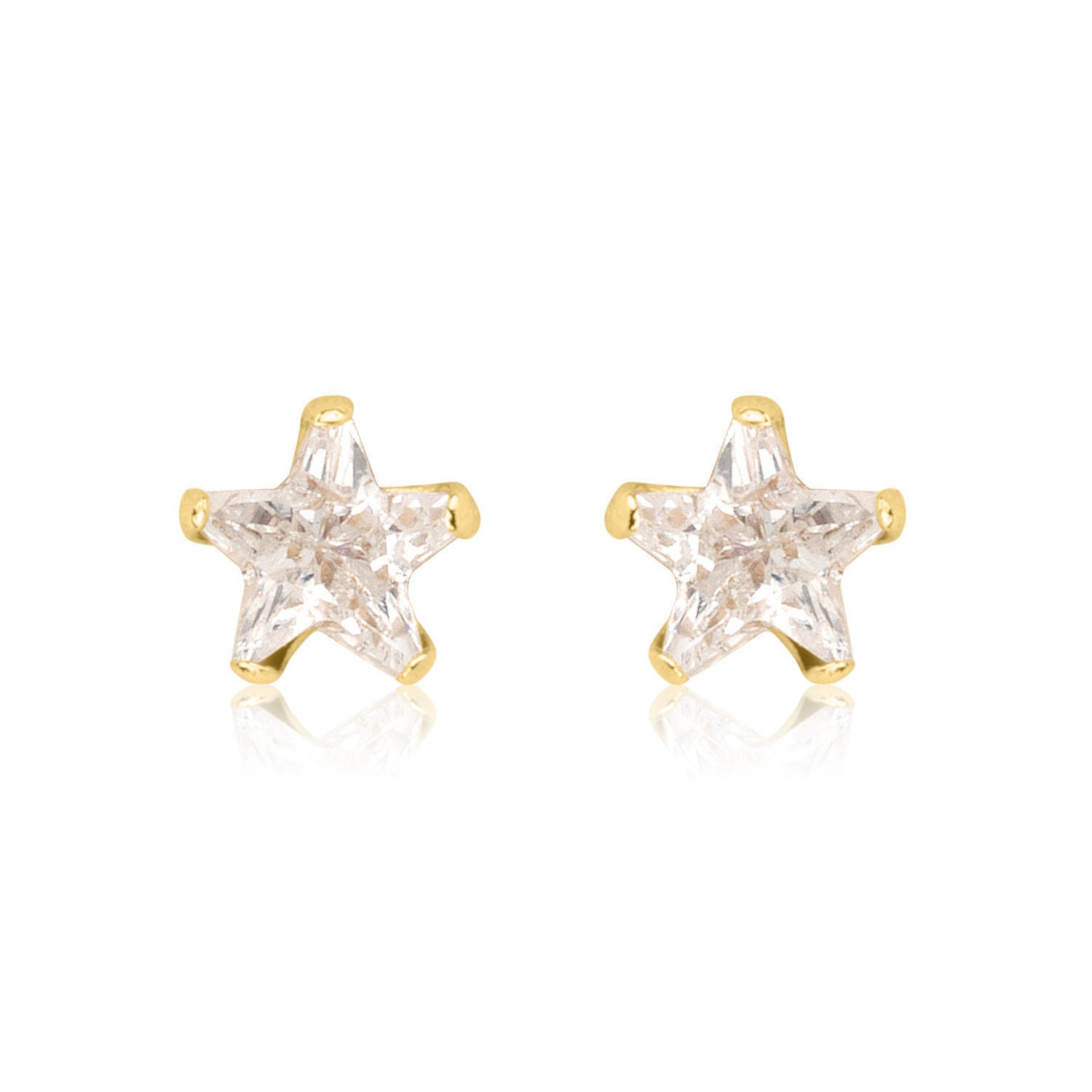 עגילים צמודים מזהב צהוב 14 קראט - כוכב הצפון - קטן עגילים צמודים מזהב צהוב 14 קראט - כוכב הצפון - קטן