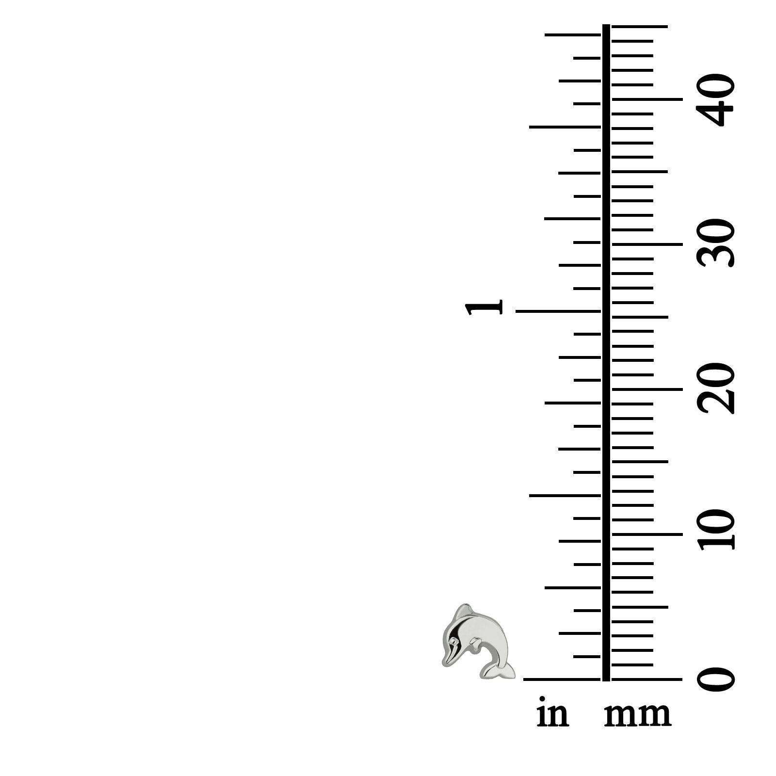 עגילים צמודים מזהב לבן 14 קראט - דולפין מנתר עגילים צמודים מזהב לבן 14 קראט - דולפין מנתר