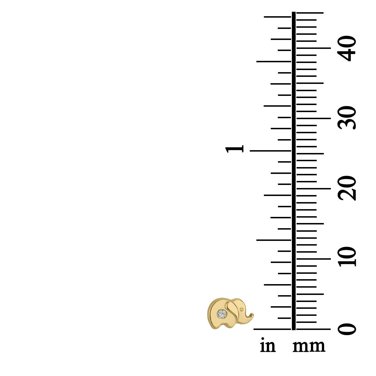עגילים צמודים מזהב צהוב 14 קראט - פיל מנצנץ עגילים צמודים מזהב צהוב 14 קראט - פיל מנצנץ