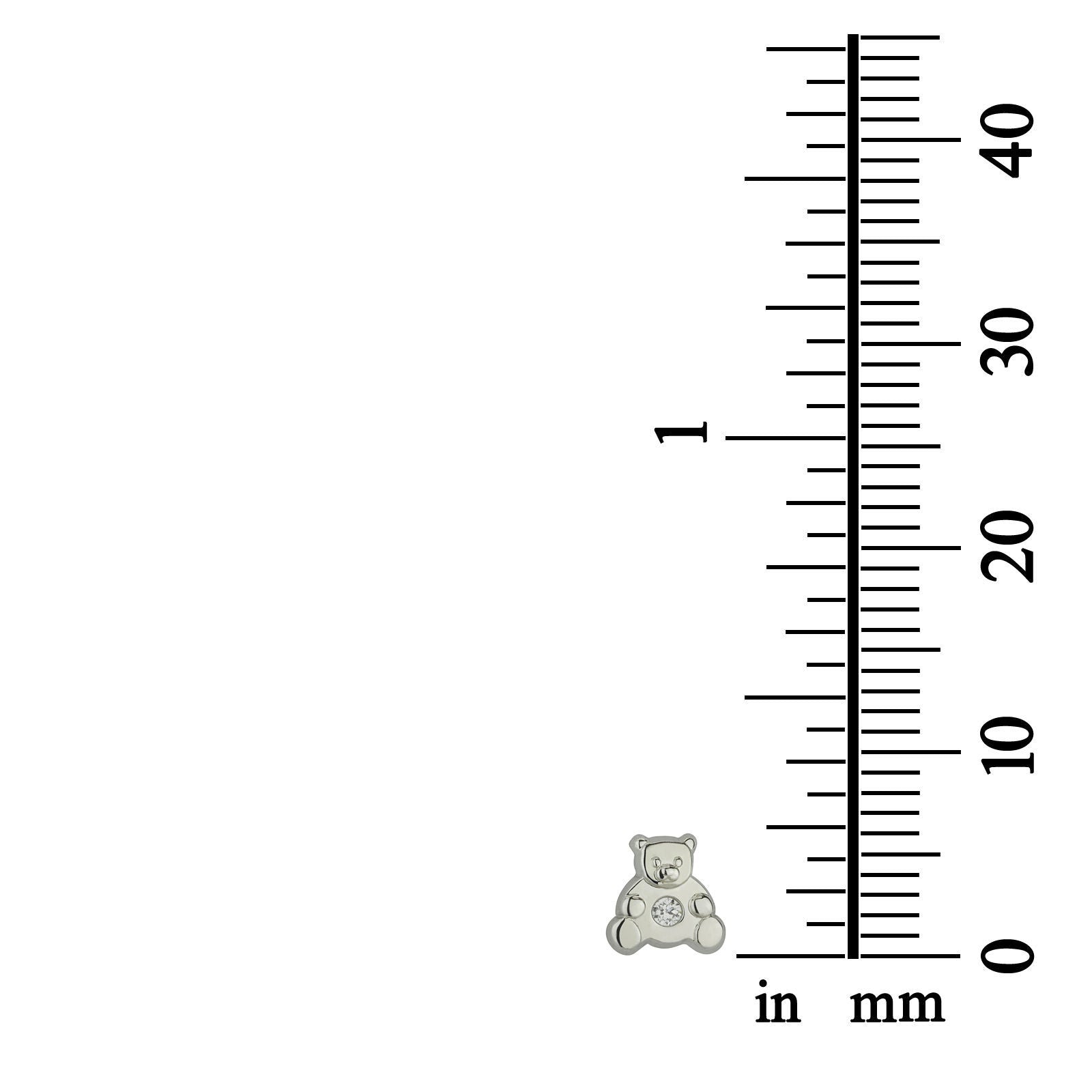 עגילים צמודים מזהב לבן 14 קראט - דובי מנצנץ עגילים צמודים מזהב לבן 14 קראט - דובי מנצנץ