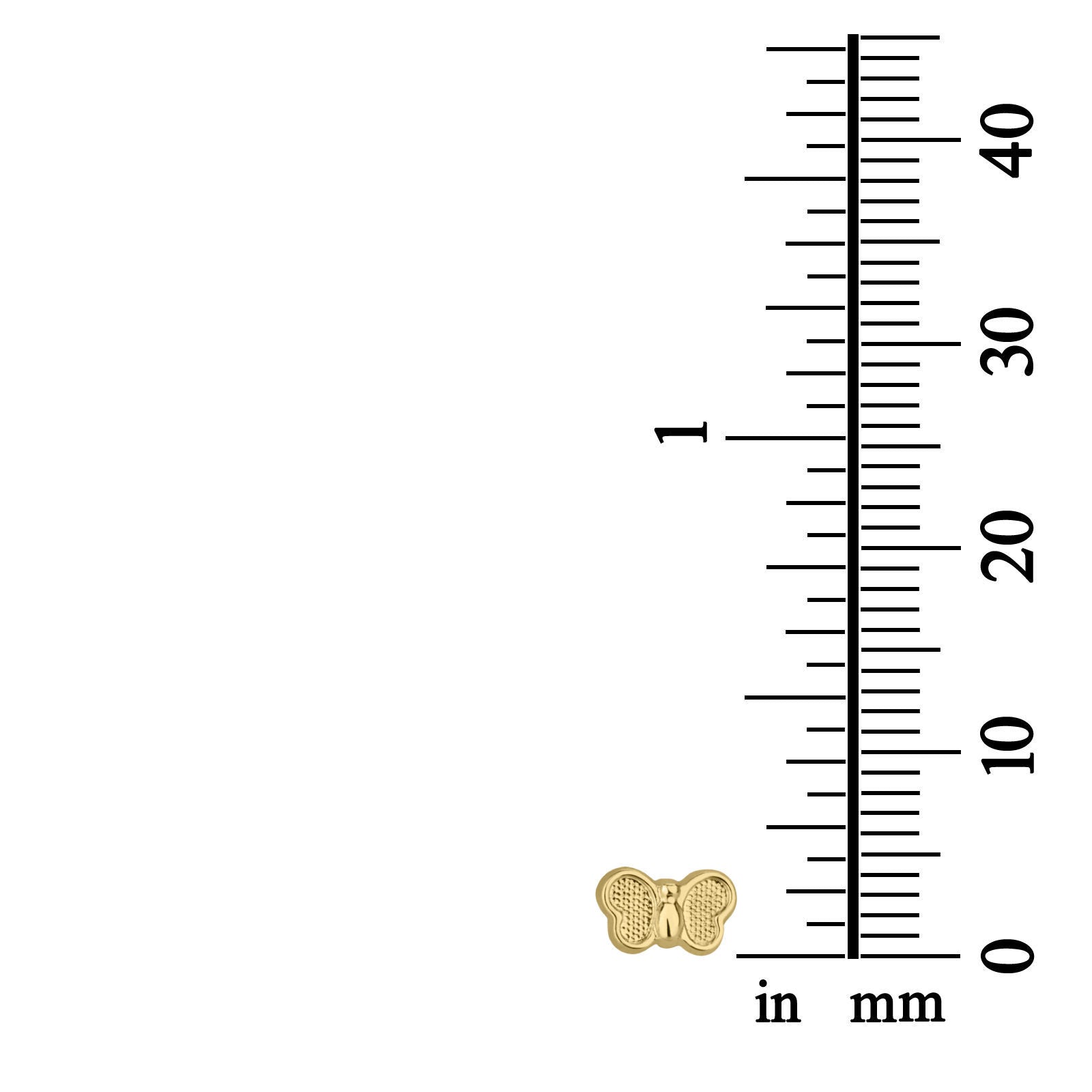 עגילים צמודים מזהב צהוב 14 קראט - פרפר טבעי עגילים צמודים מזהב צהוב 14 קראט - פרפר טבעי