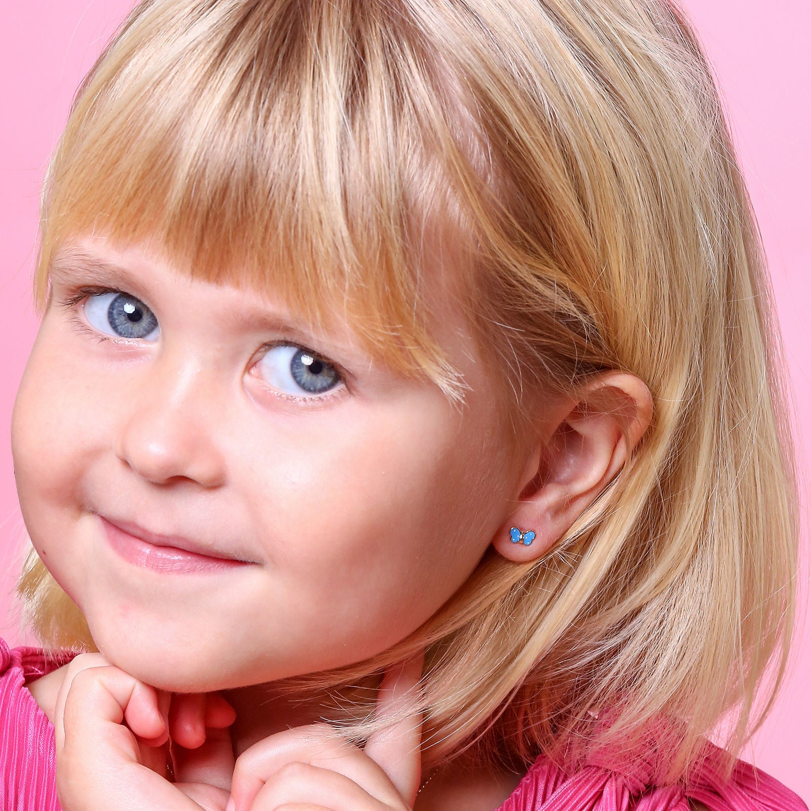 עגילים צמודים מזהב צהוב 14 קראט - פרפר שמיימי עגילים צמודים מזהב צהוב 14 קראט - פרפר שמיימי