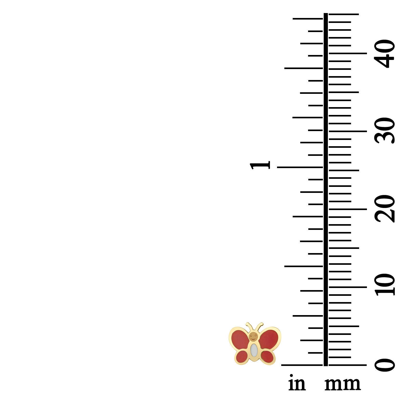 עגילים צמודים מזהב צהוב 14 קראט - פרפר אופטימי עגילים צמודים מזהב צהוב 14 קראט - פרפר אופטימי