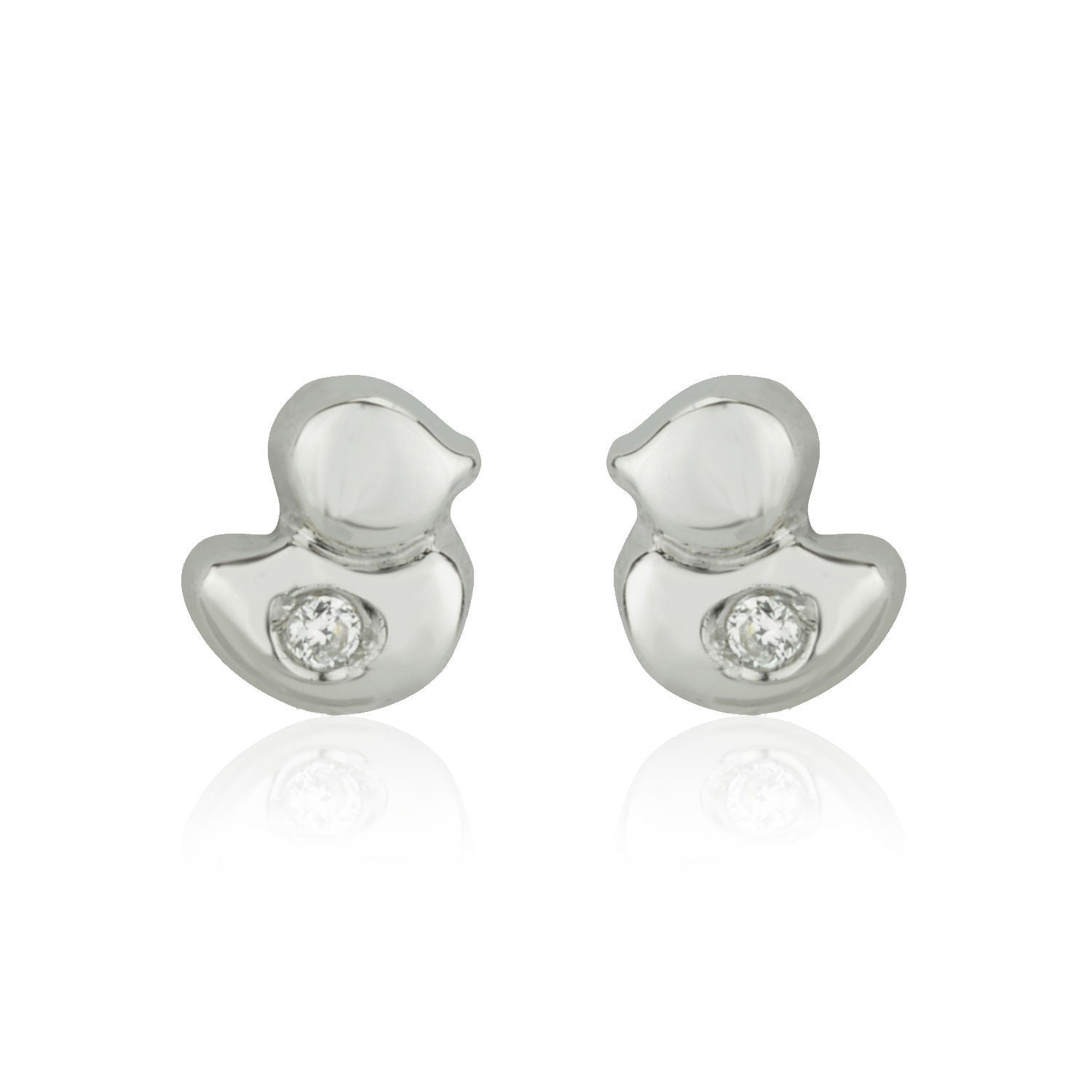 עגילים צמודים מזהב לבן 14 קראט - אפרוח מנצנץ עגילים צמודים מזהב לבן 14 קראט - אפרוח מנצנץ