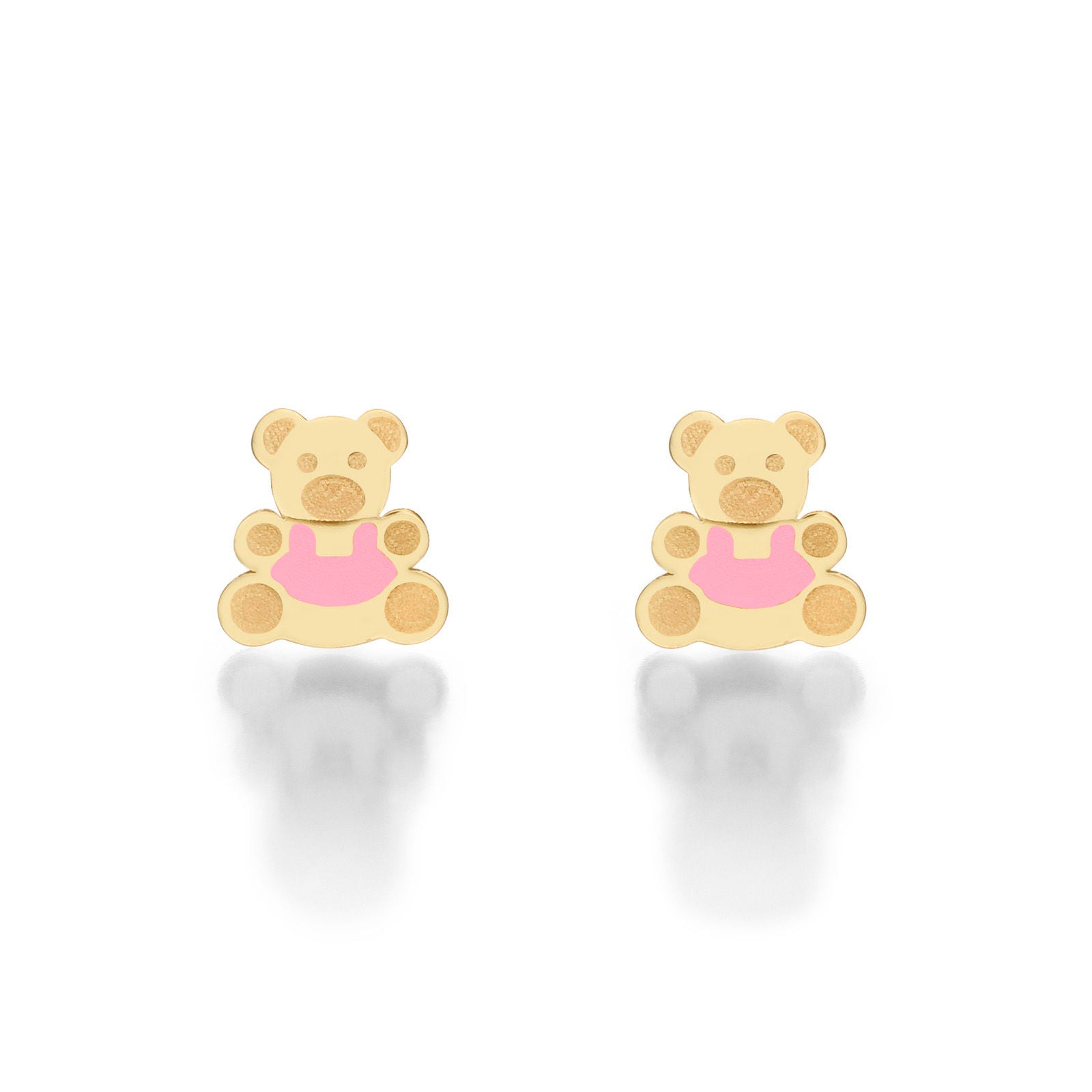 עגילים צמודים מזהב צהוב 14 קראט - דובי אוהב עגילים צמודים מזהב צהוב 14 קראט - דובי אוהב