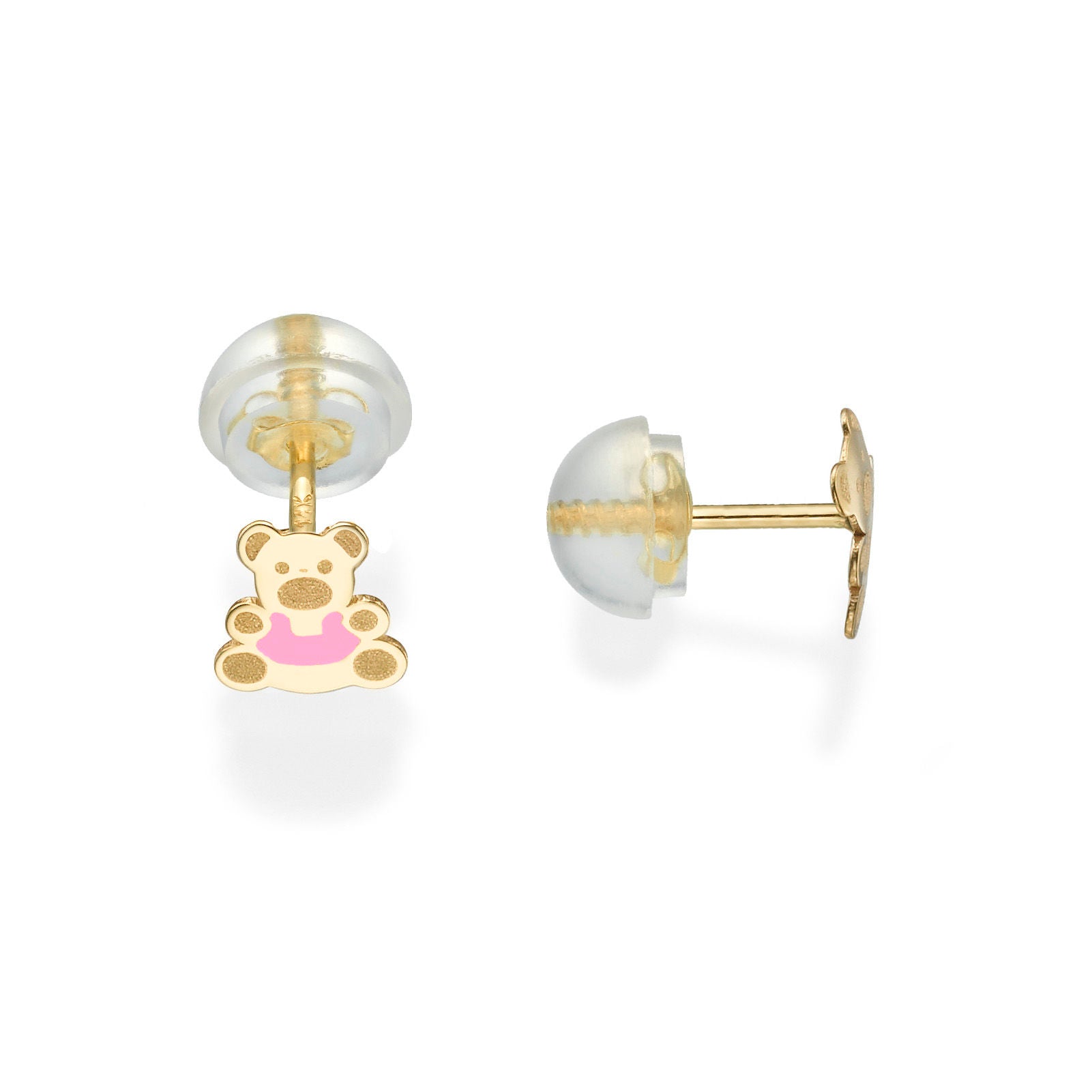 עגילים צמודים מזהב צהוב 14 קראט - דובי אוהב עגילים צמודים מזהב צהוב 14 קראט - דובי אוהב