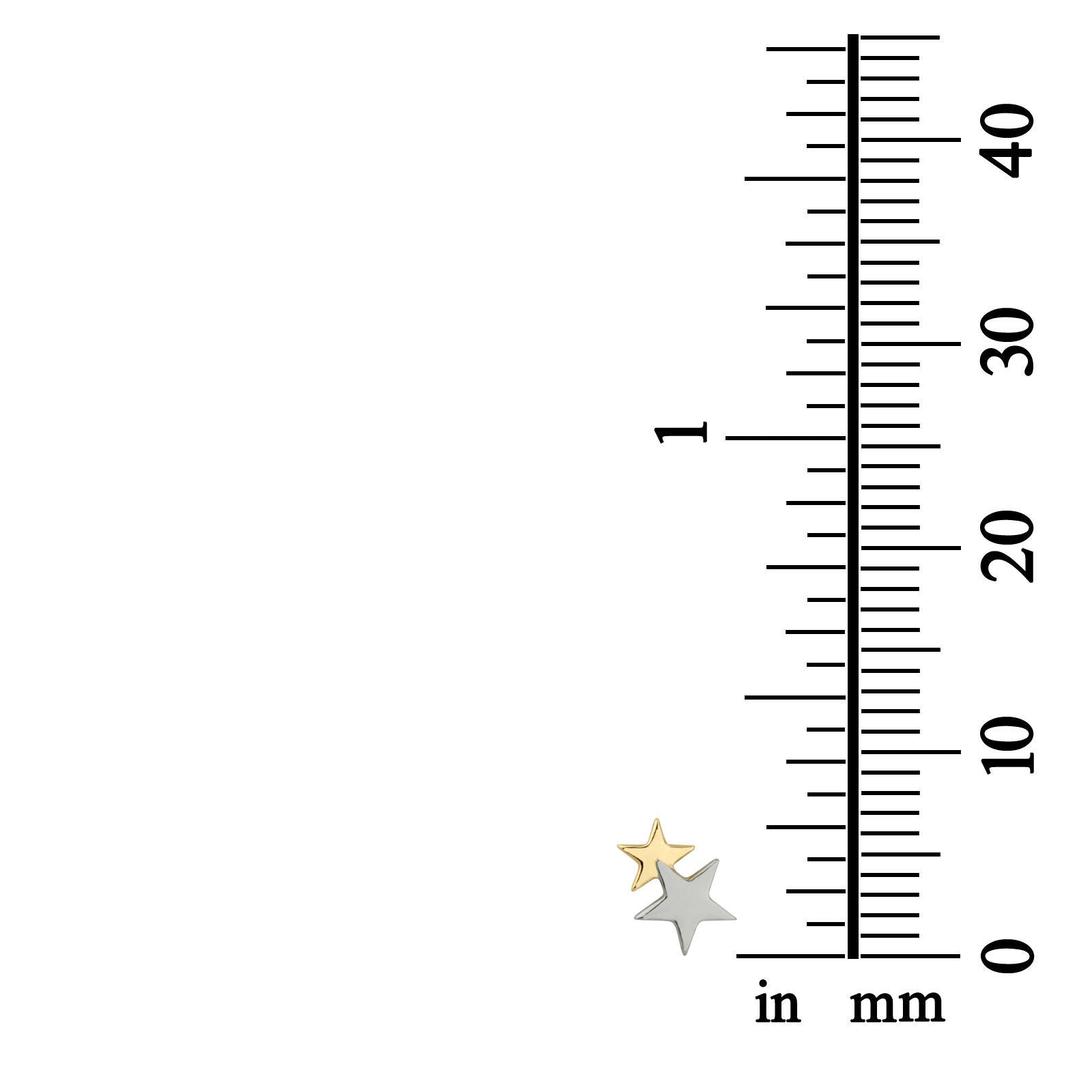 עגילים צמודים מזהב צהוב ולבן 14 קראט - כוכב בשני צבעים עגילים צמודים מזהב צהוב ולבן 14 קראט - כוכב בשני צבעים