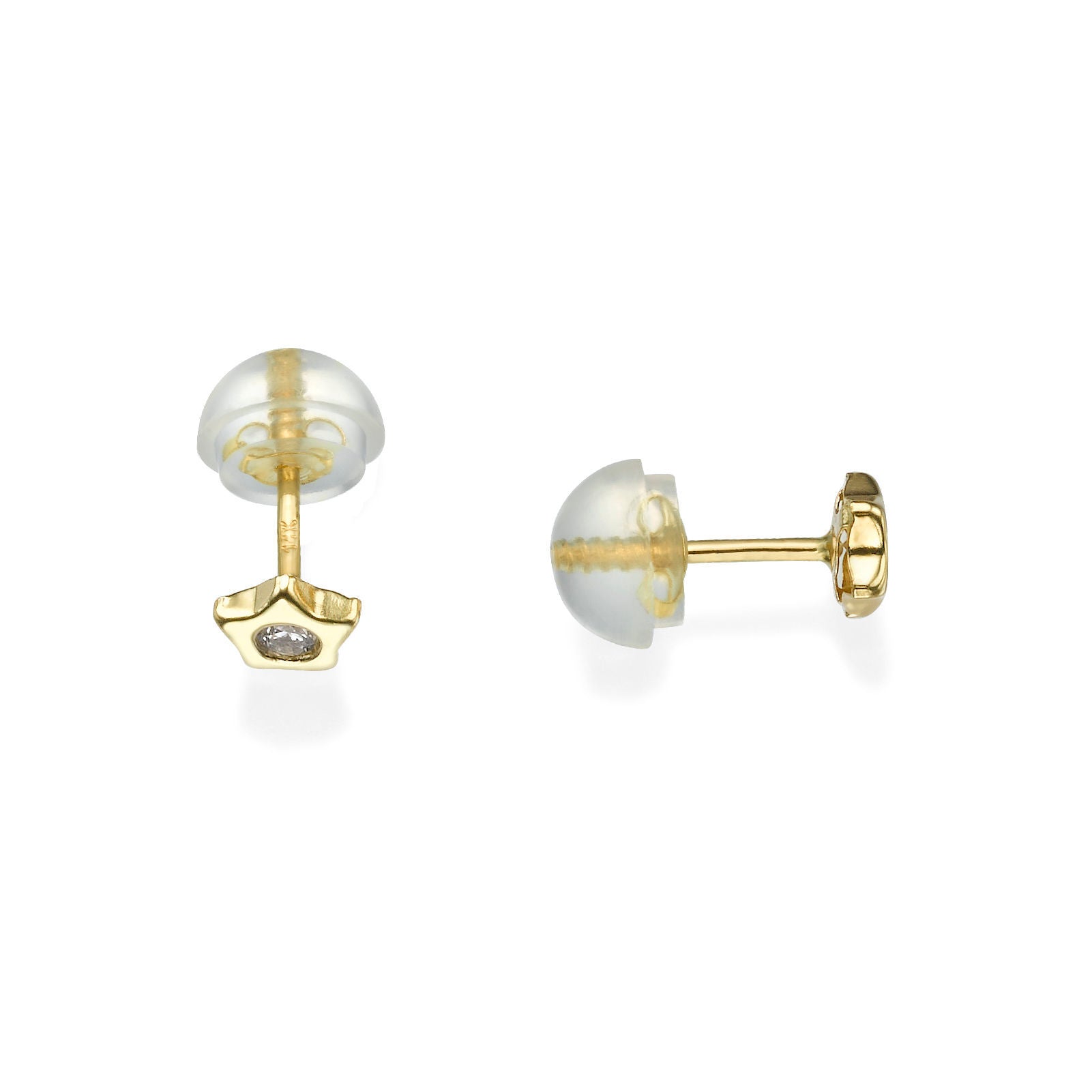 עגילים צמודים מזהב צהוב 14 קראט - כוכב מנצנץ - עדין עגילים צמודים מזהב צהוב 14 קראט - כוכב מנצנץ - עדין