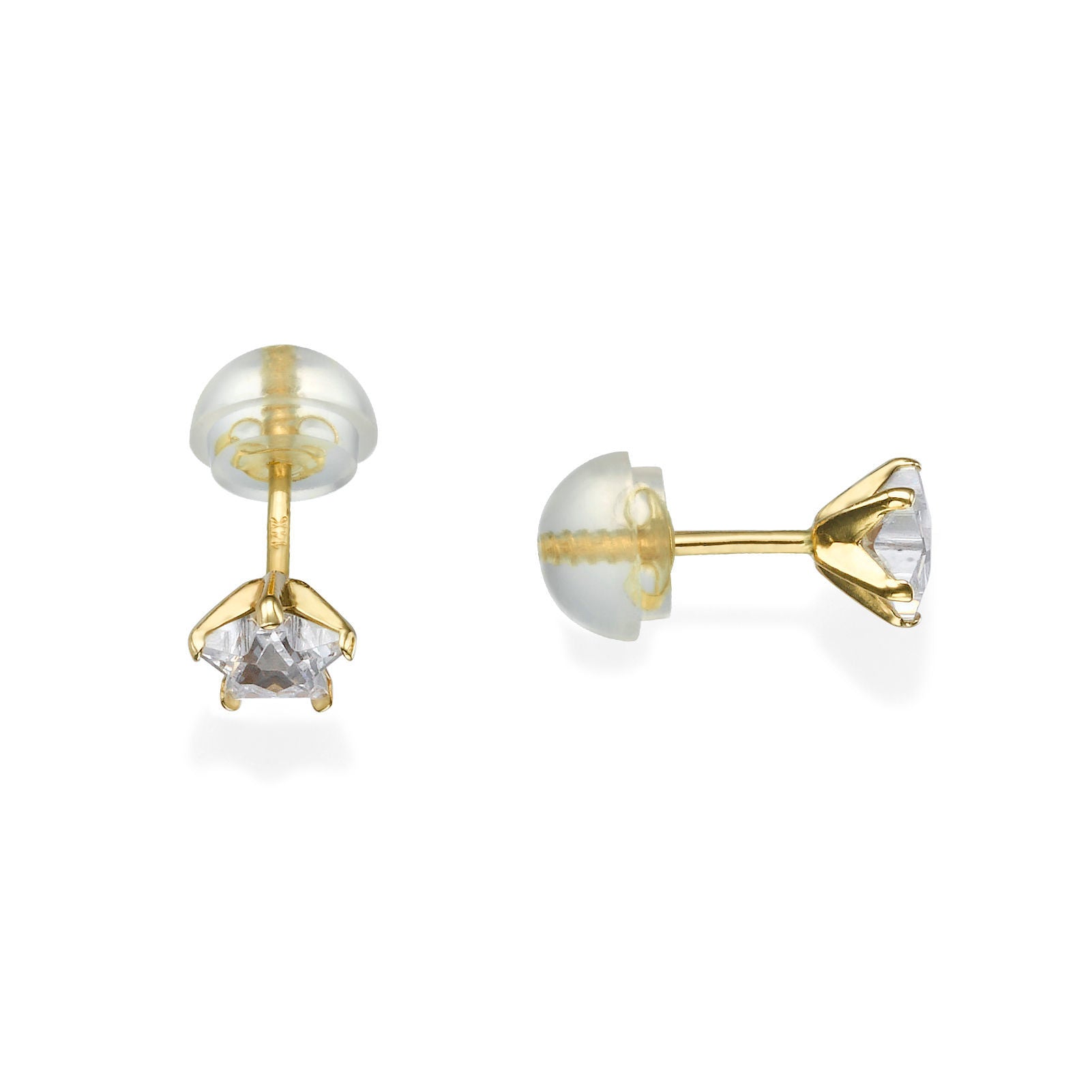 עגילים צמודים מזהב צהוב 14 קראט - כוכב הצפון עגילים צמודים מזהב צהוב 14 קראט - כוכב הצפון