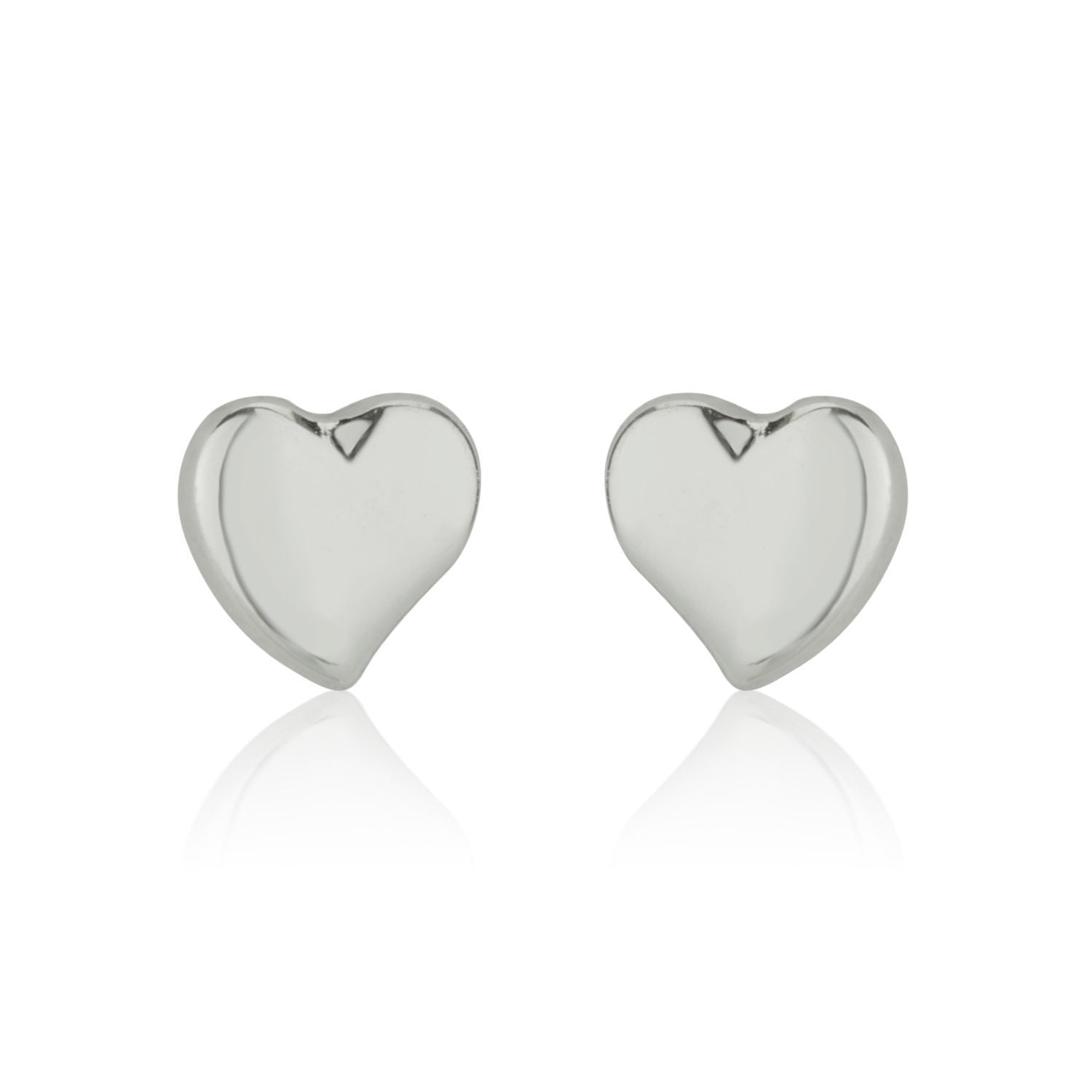 עגילים צמודים מזהב לבן 14 קראט - לב קלאסי עגילים צמודים מזהב לבן 14 קראט - לב קלאסי